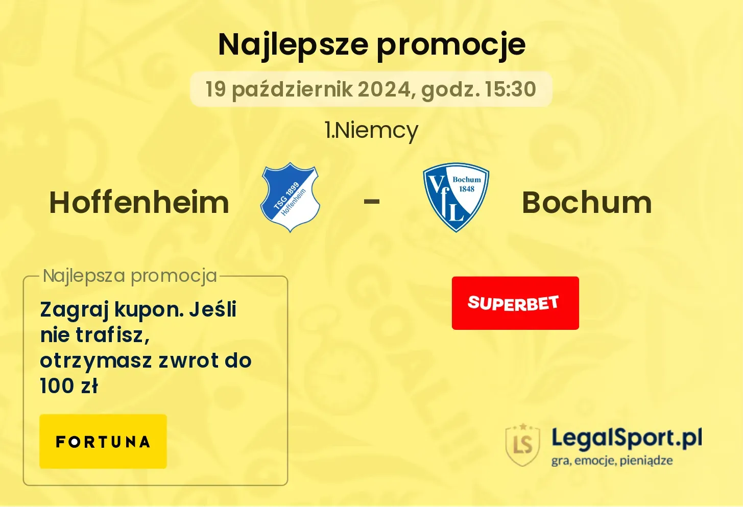 Hoffenheim - Bochum promocje bukmacherskie 19.10, 15:30