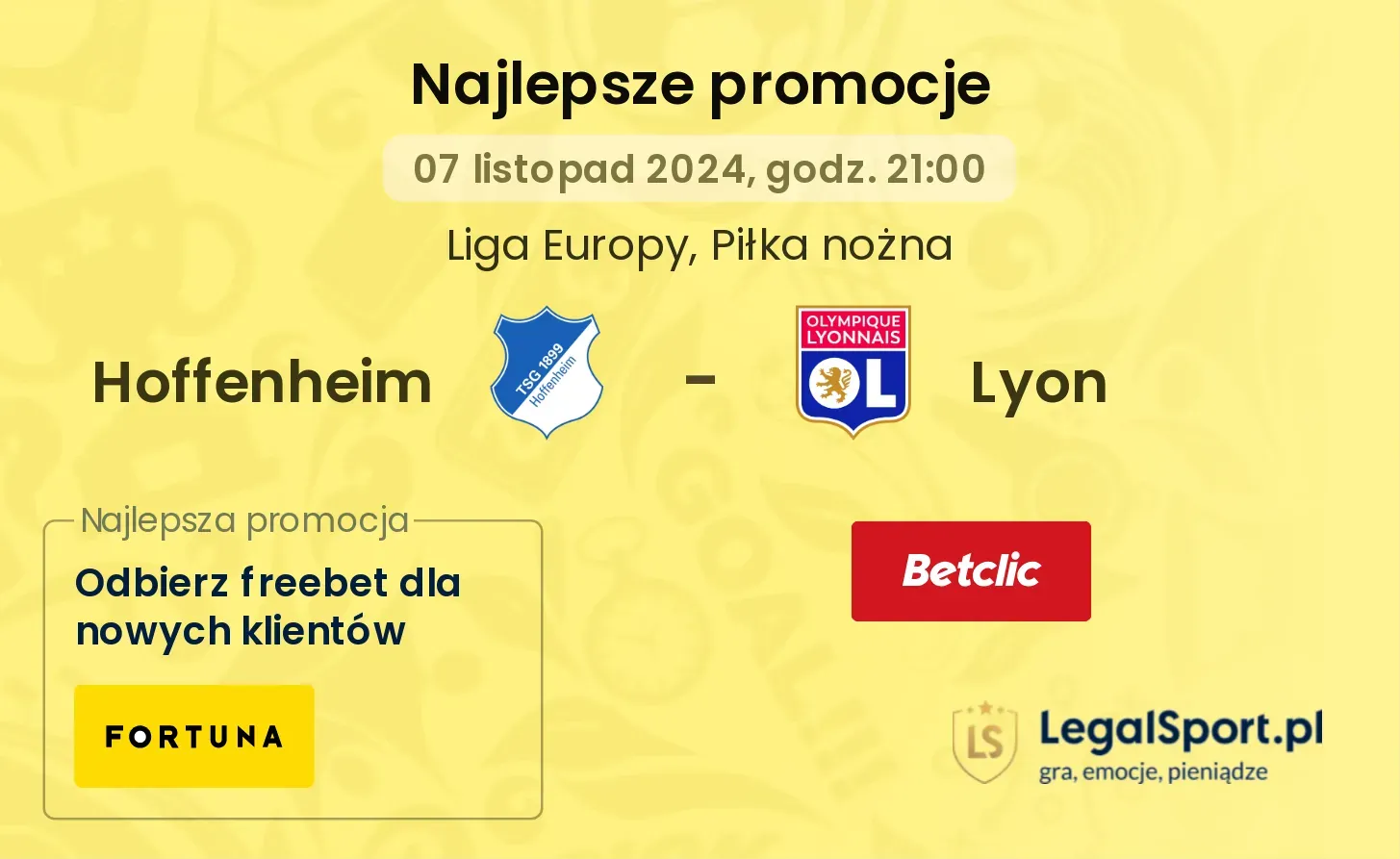 Hoffenheim - Lyon promocje u bukmacherów 07.11, 21:00