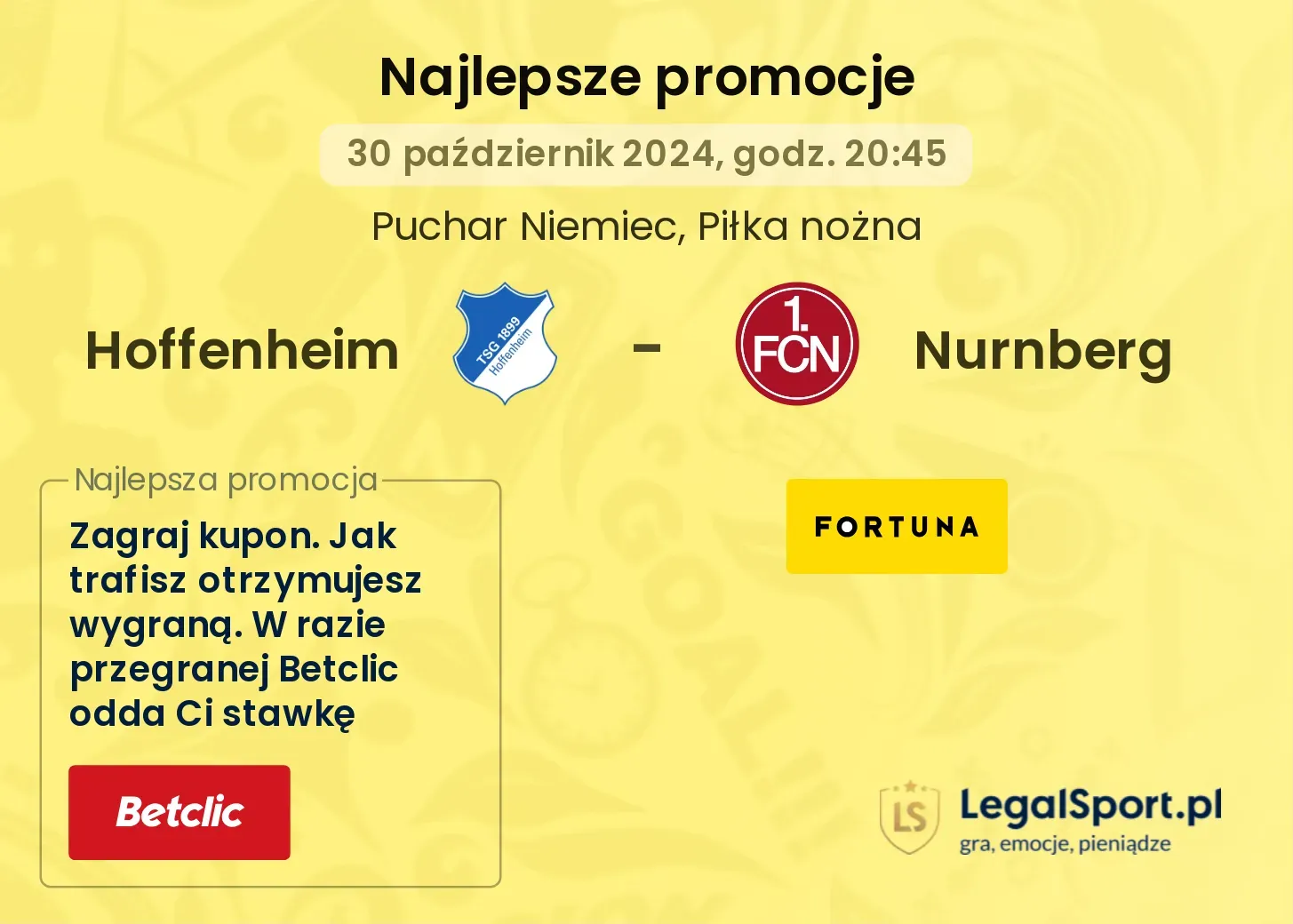 Hoffenheim - Nurnberg promocje bukmacherskie 30.10, 20:45