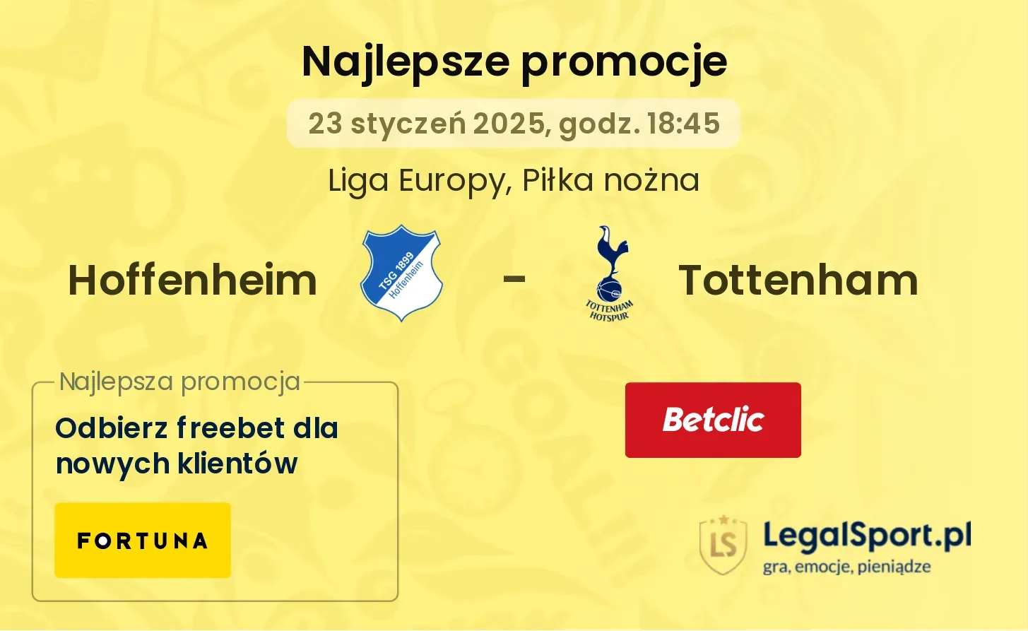 Hoffenheim - Tottenham promocje bonusy na mecz