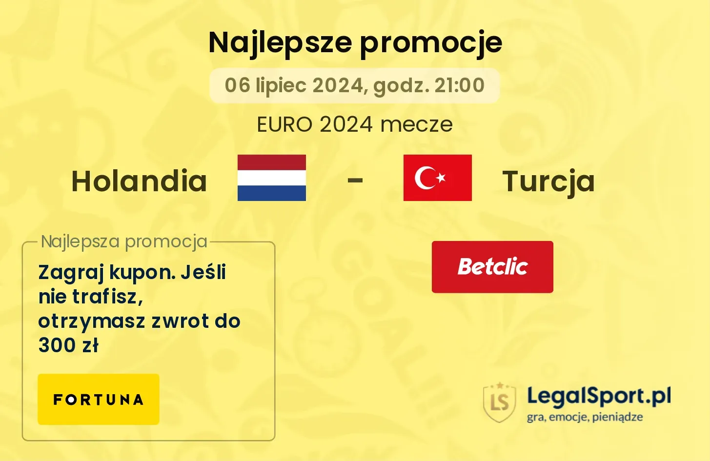 Holandia - Turcja promocje bonusy na mecz