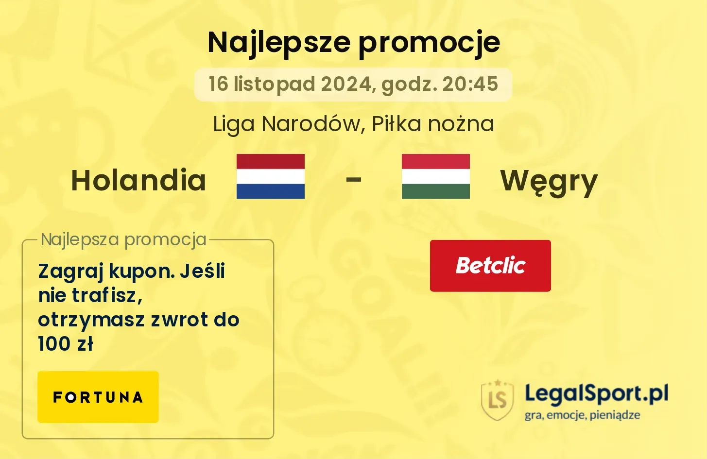 Holandia - Węgry promocje bonusy na mecz