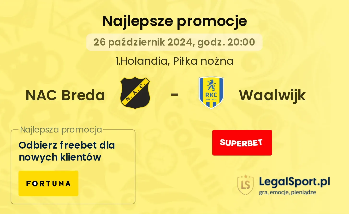 NAC Breda - Waalwijk promocje bonusy na mecz