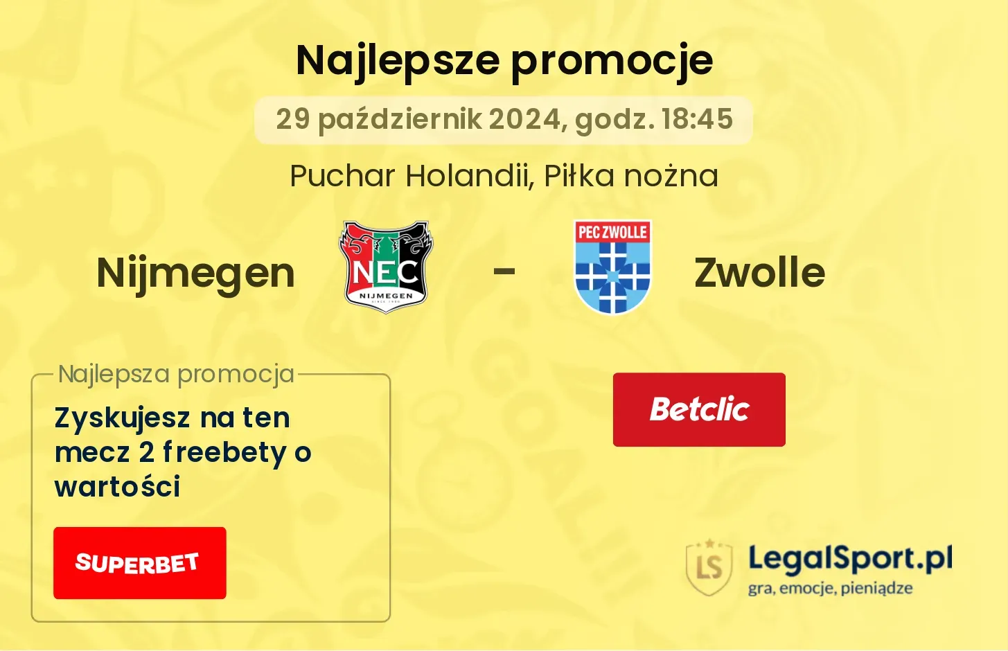 Nijmegen - Zwolle promocje bonusy na mecz