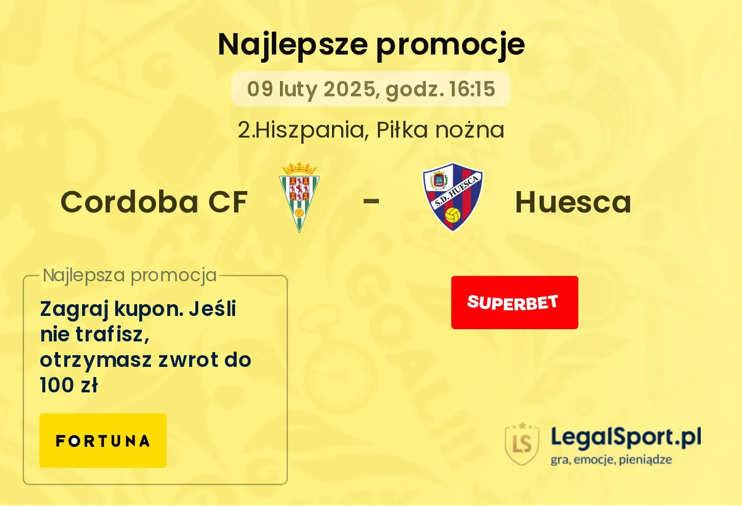 Huesca - Cordoba CF promocje bukmacherskie 23.09, 20:30