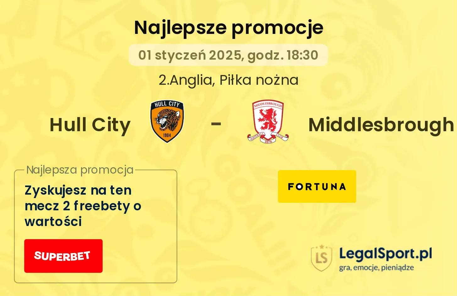 Hull City - Middlesbrough promocje bonusy na mecz