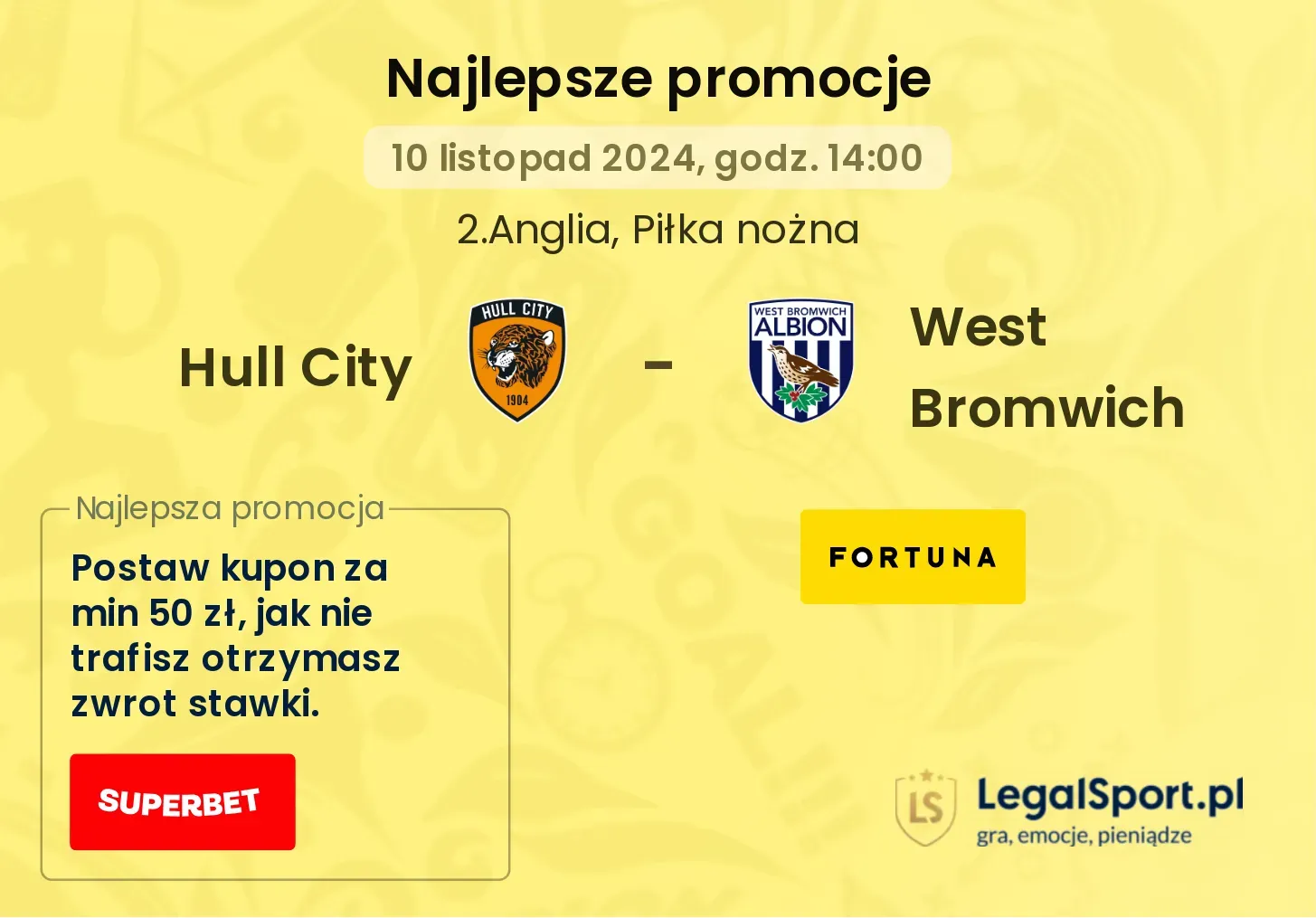 Hull City - West Bromwich promocje bonusy na mecz