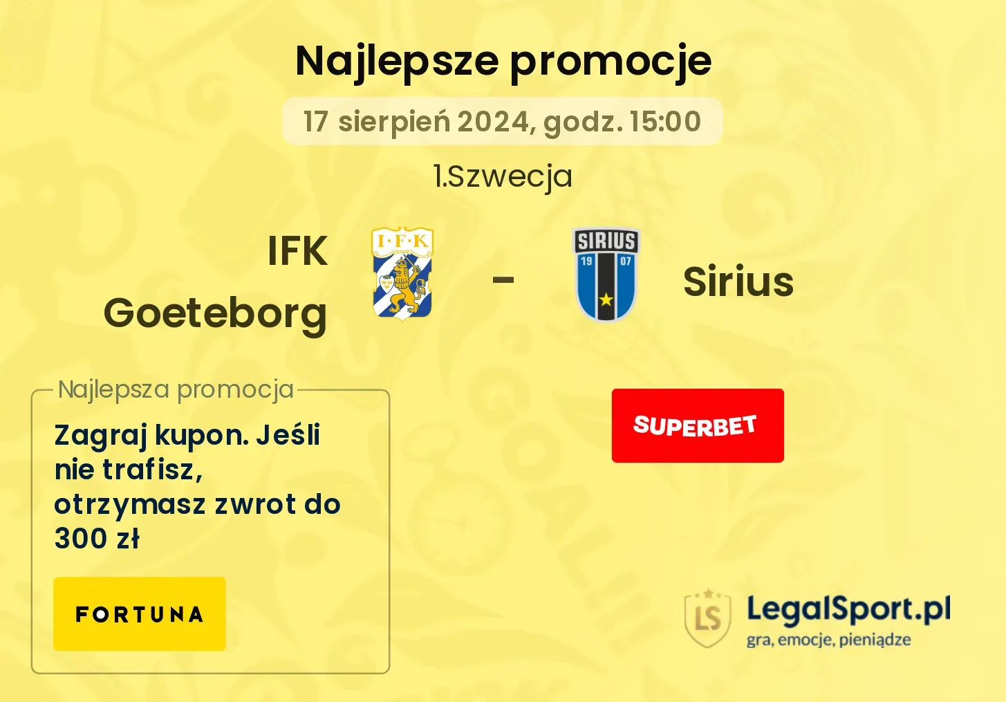 IFK Goeteborg - Sirius promocje bonusy na mecz