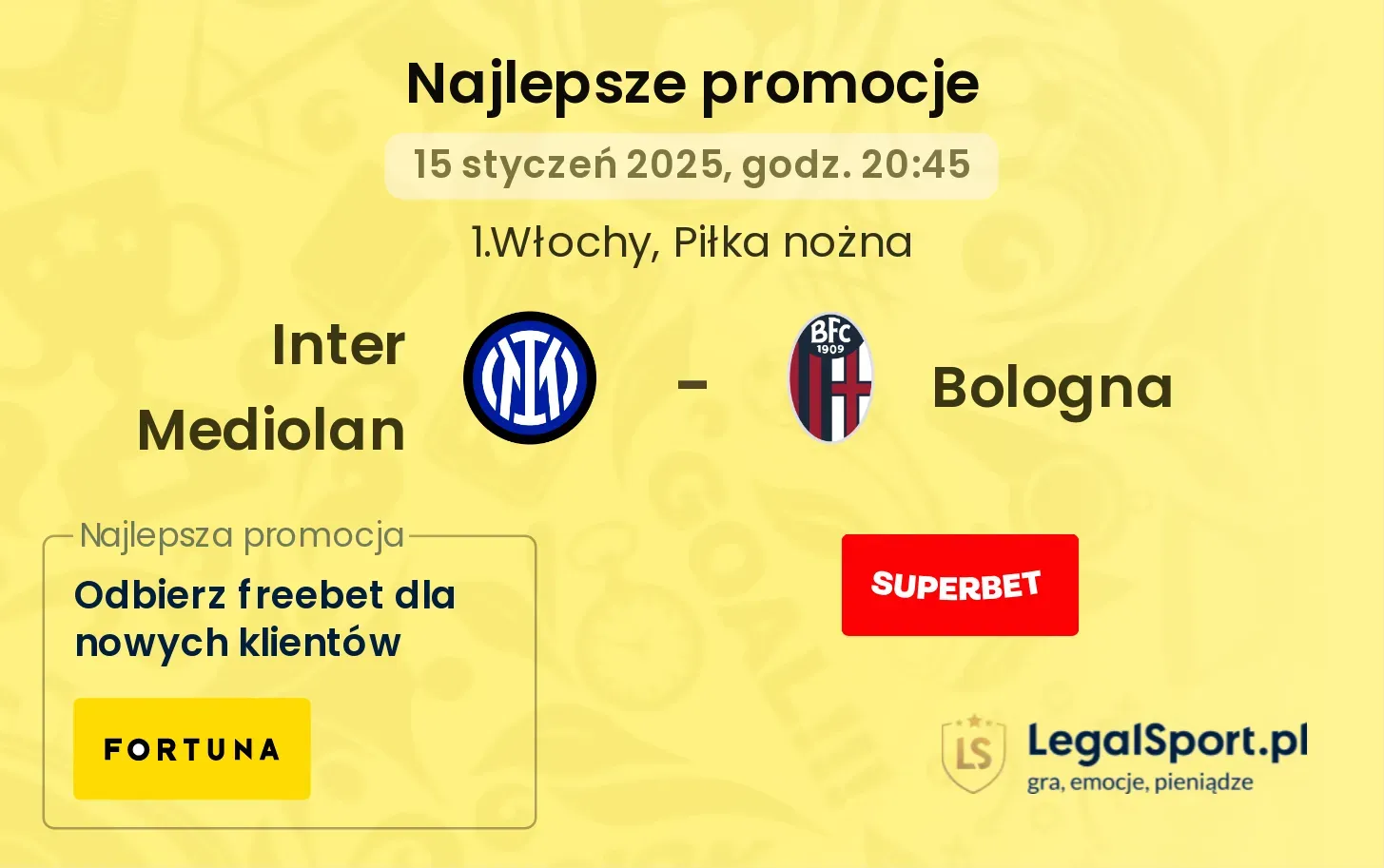 Inter Mediolan - Bologna promocje bonusy na mecz