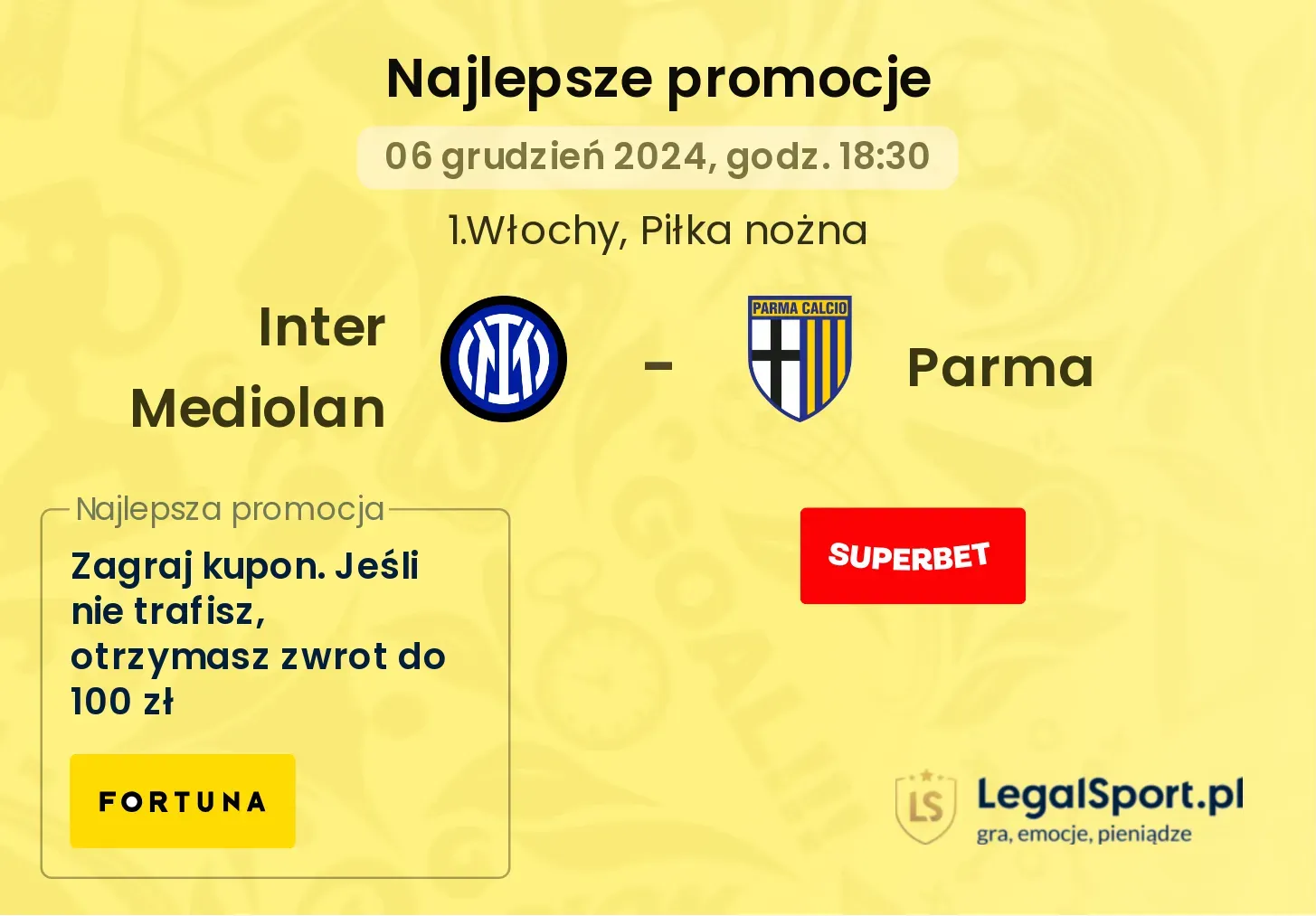 Inter Mediolan - Parma promocje bonusy na mecz