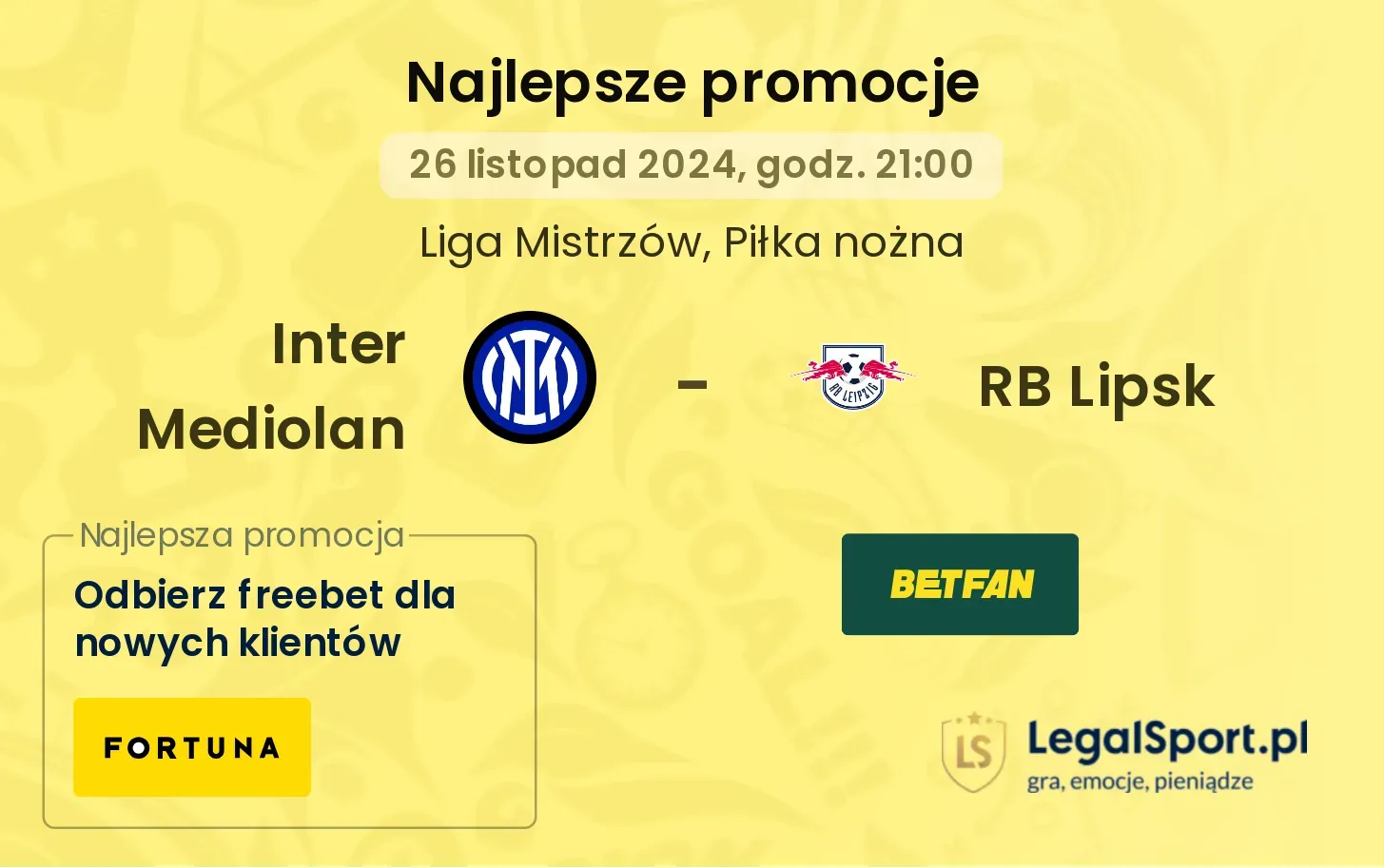 Inter Mediolan - RB Lipsk promocje bonusy na mecz