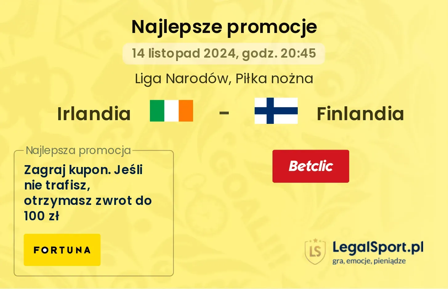 Irlandia - Finlandia promocje bonusy na mecz