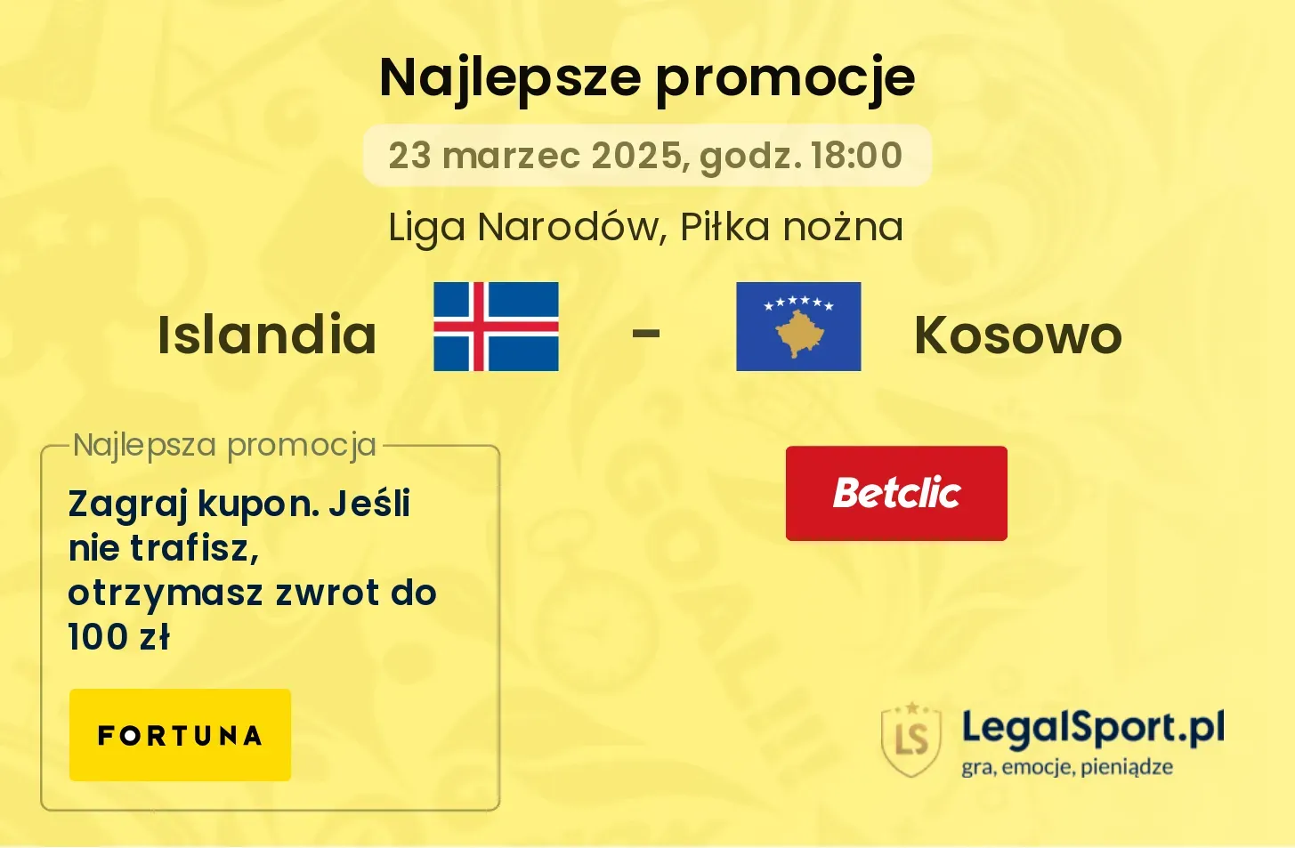 Islandia - Kosowo promocje bonusy na mecz