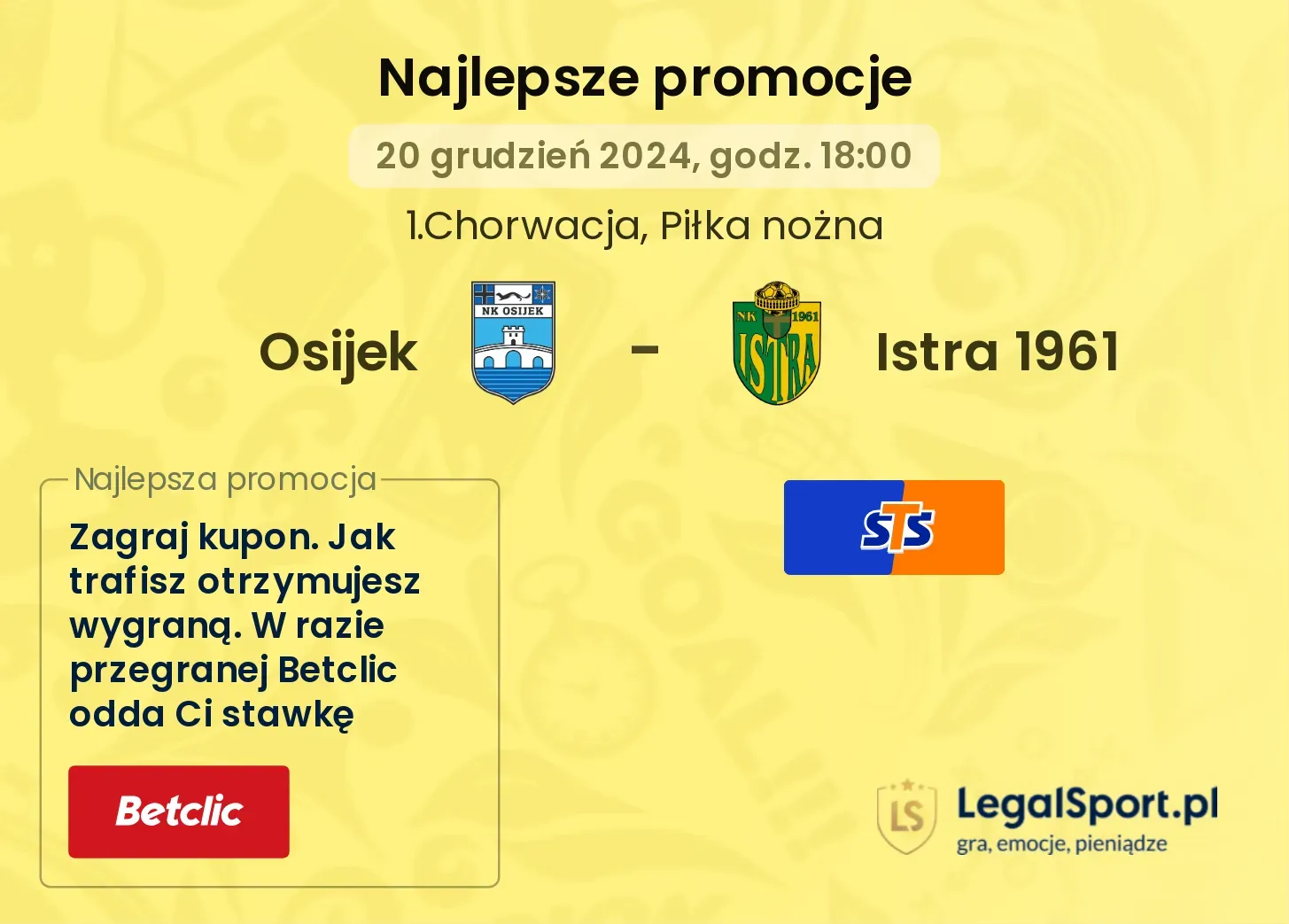 Osijek - Istra 1961 promocje u bukmacherów