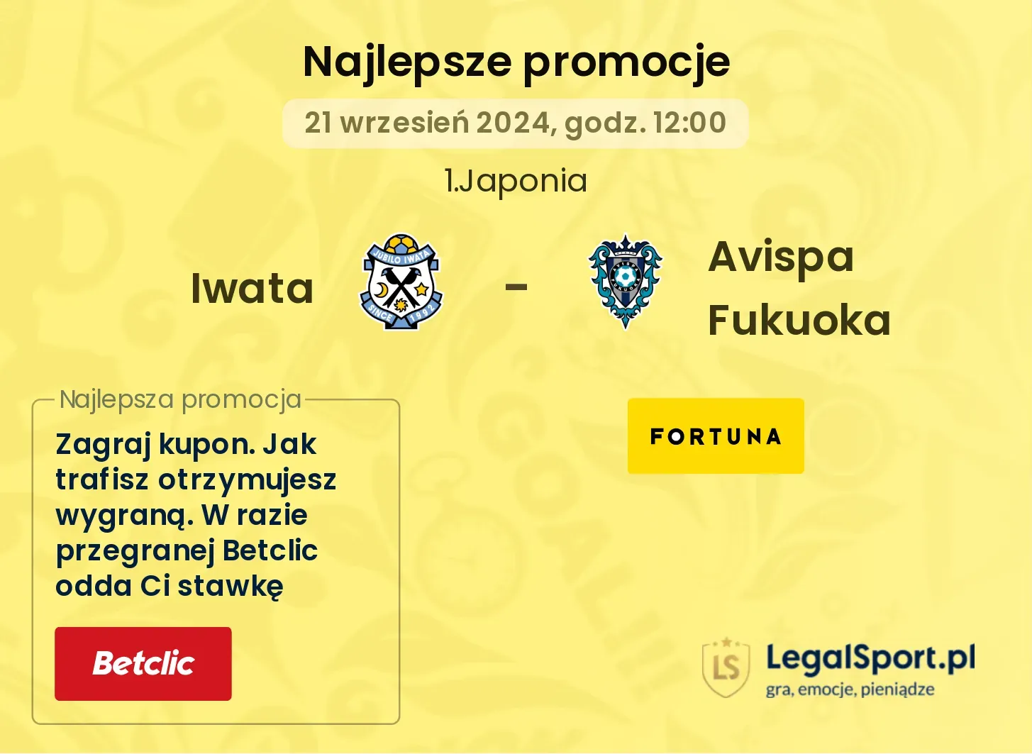 Iwata - Avispa Fukuoka promocje bonusy na mecz