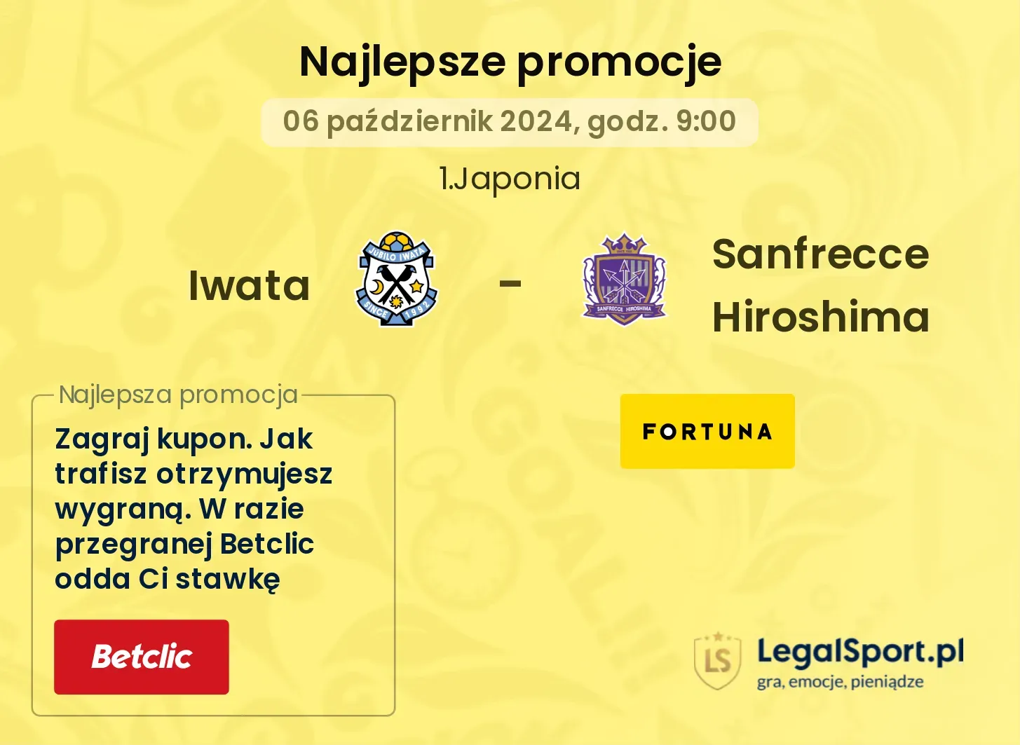 Iwata - Sanfrecce Hiroshima promocje bonusy na mecz