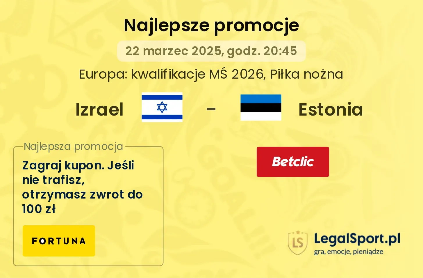 Izrael - Estonia promocje bonusy na mecz