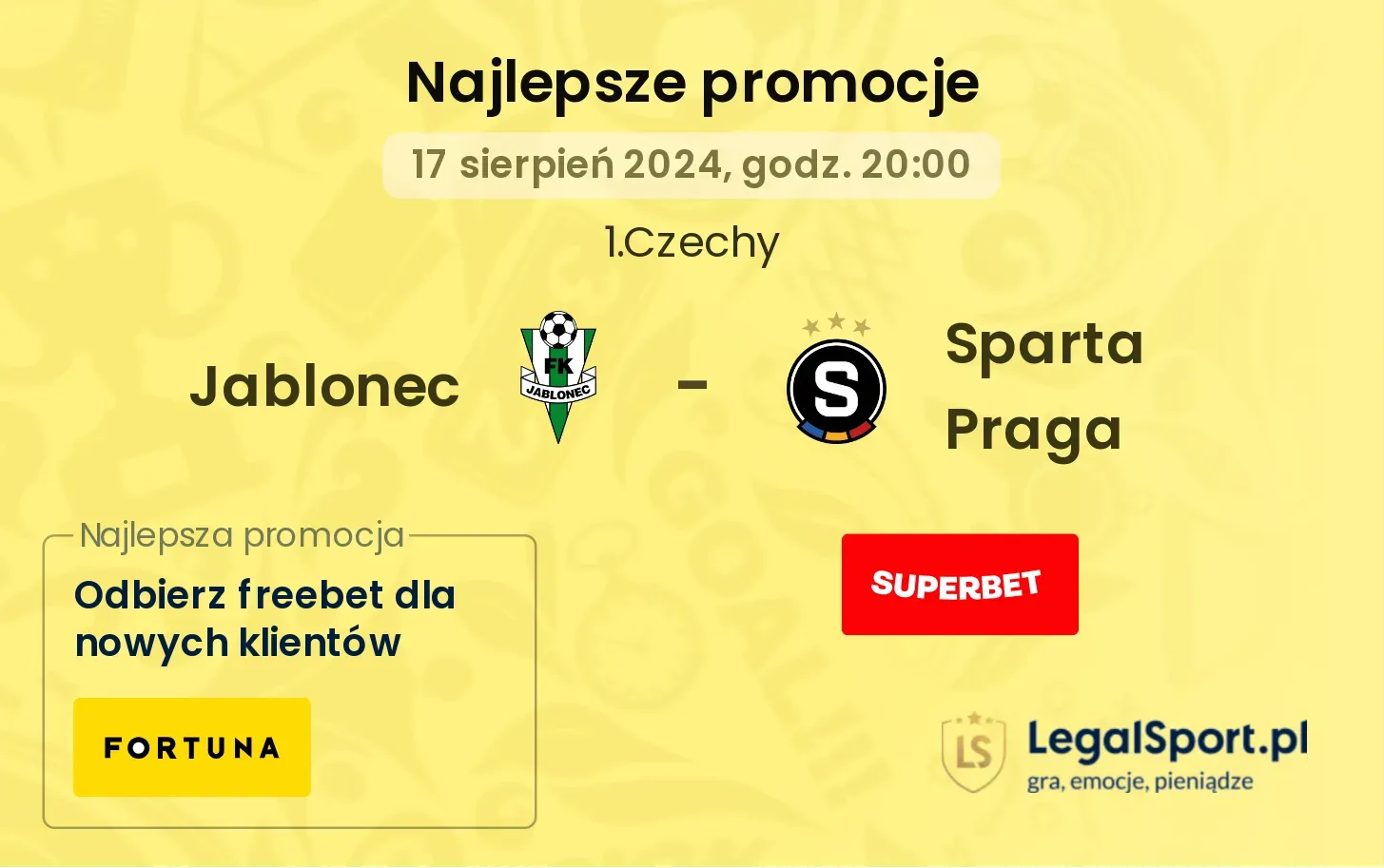 Jablonec - Sparta Praga promocje bonusy na mecz