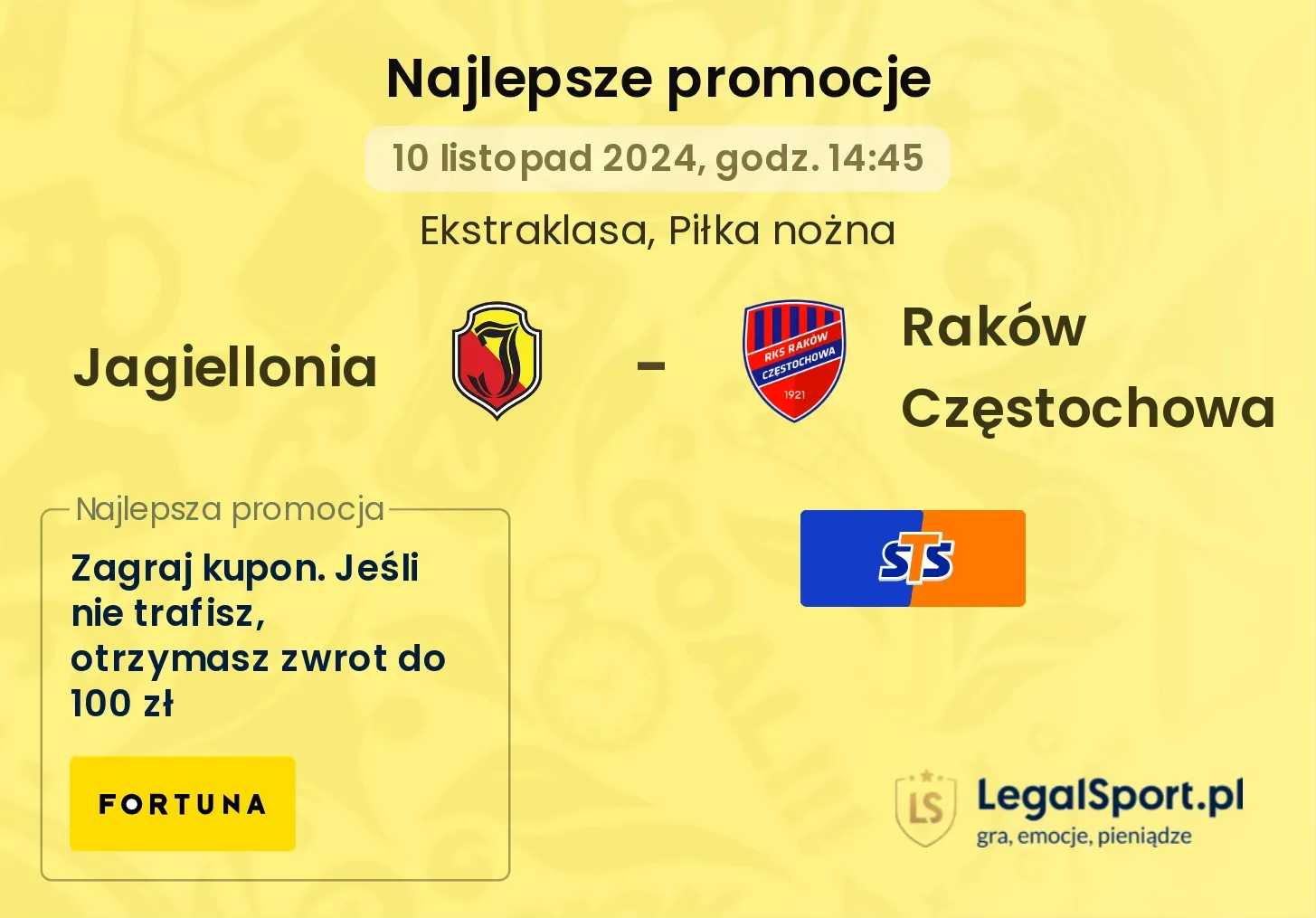 Jagiellonia - Raków Częstochowa promocje bonusy na mecz