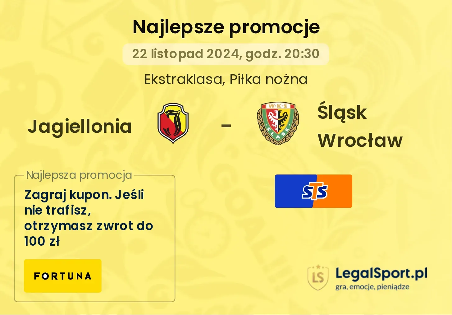 Jagiellonia - Śląsk Wrocław promocje bonusy na mecz