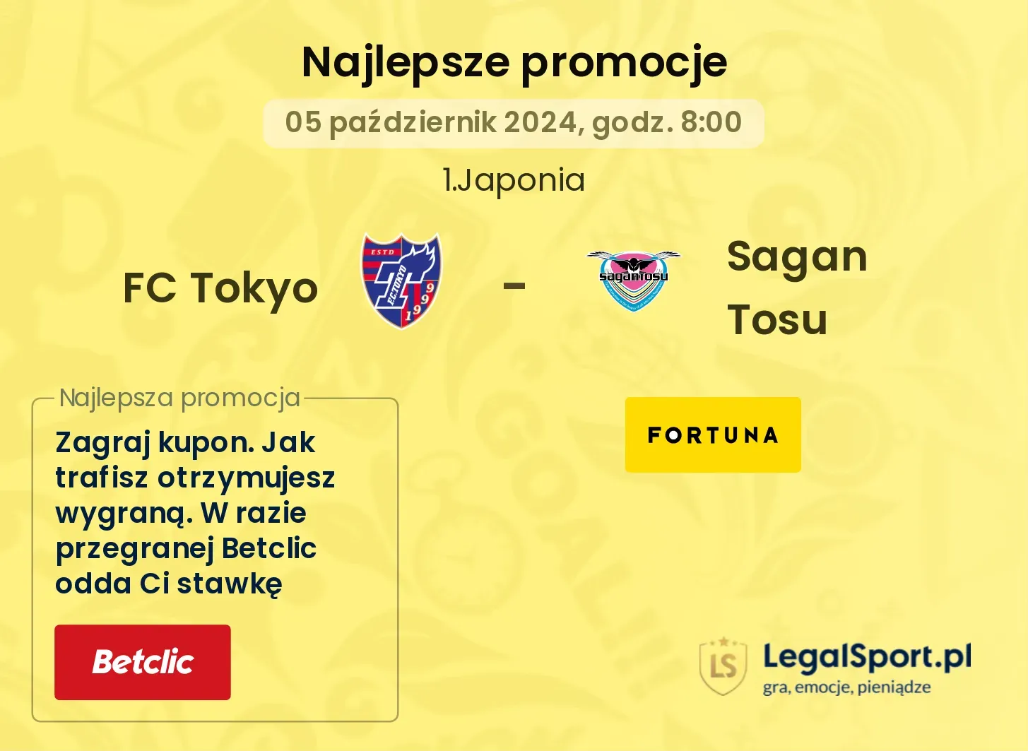 FC Tokyo - Sagan Tosu promocje bonusy na mecz