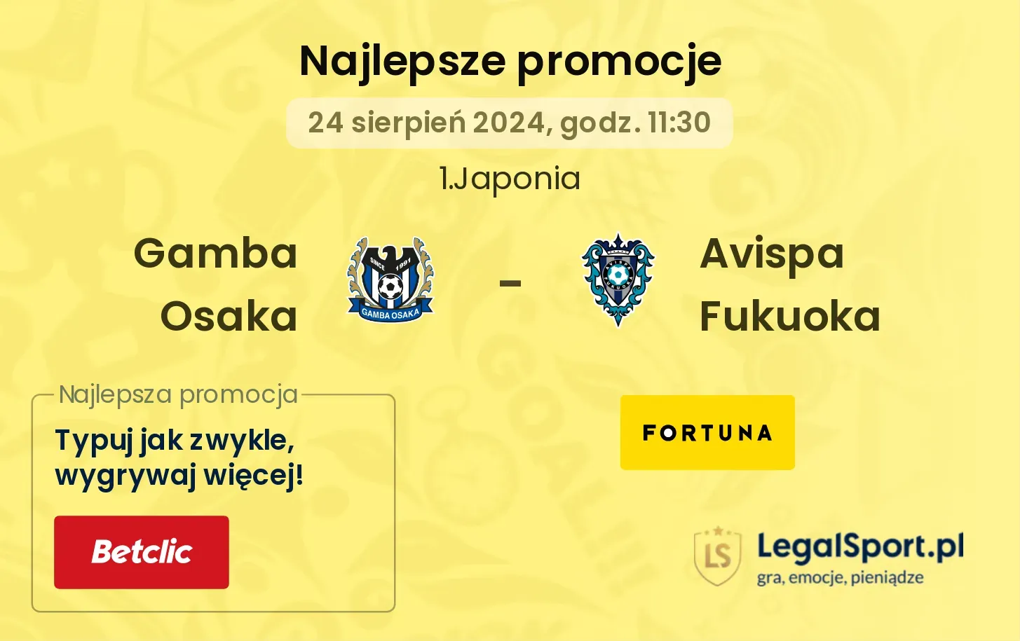 Gamba Osaka - Avispa Fukuoka promocje bonusy na mecz