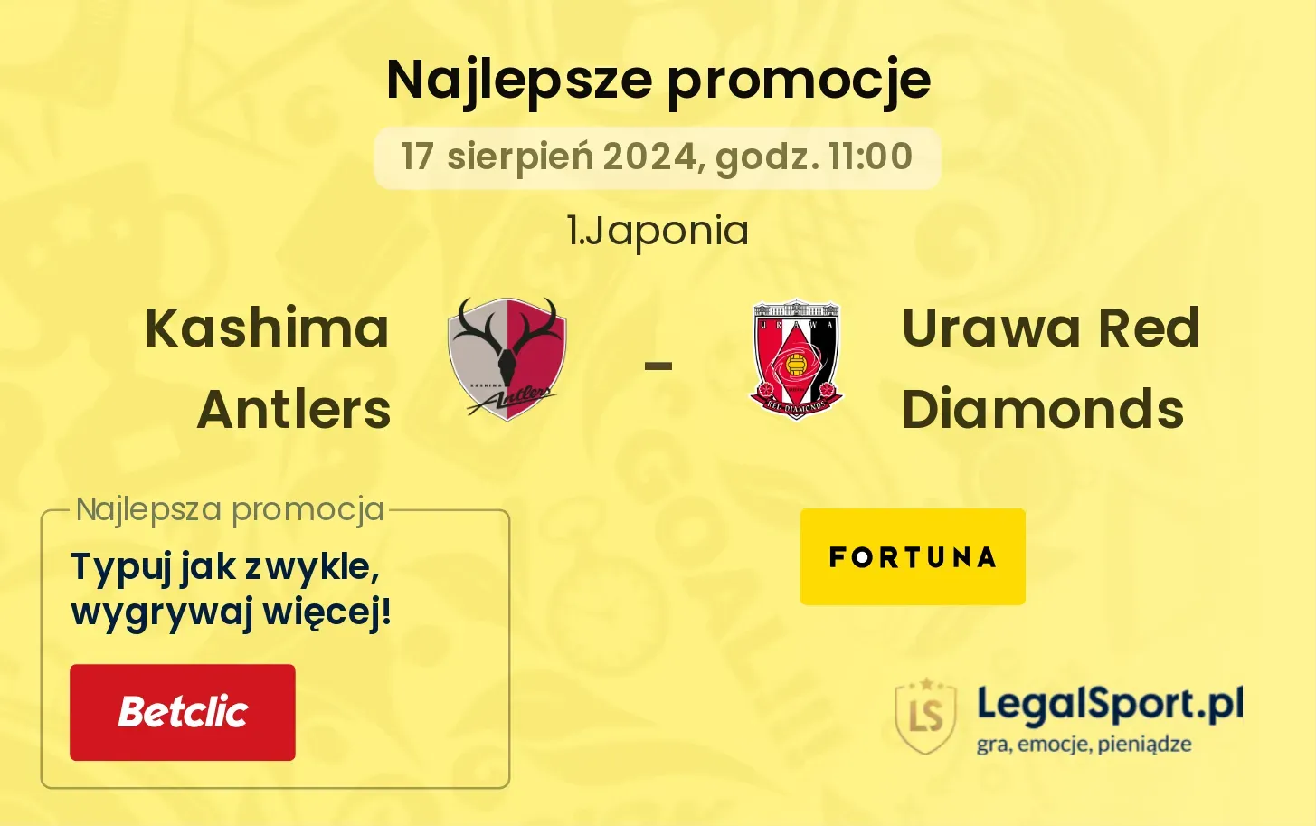 Kashima Antlers - Urawa Red Diamonds promocje bonusy na mecz