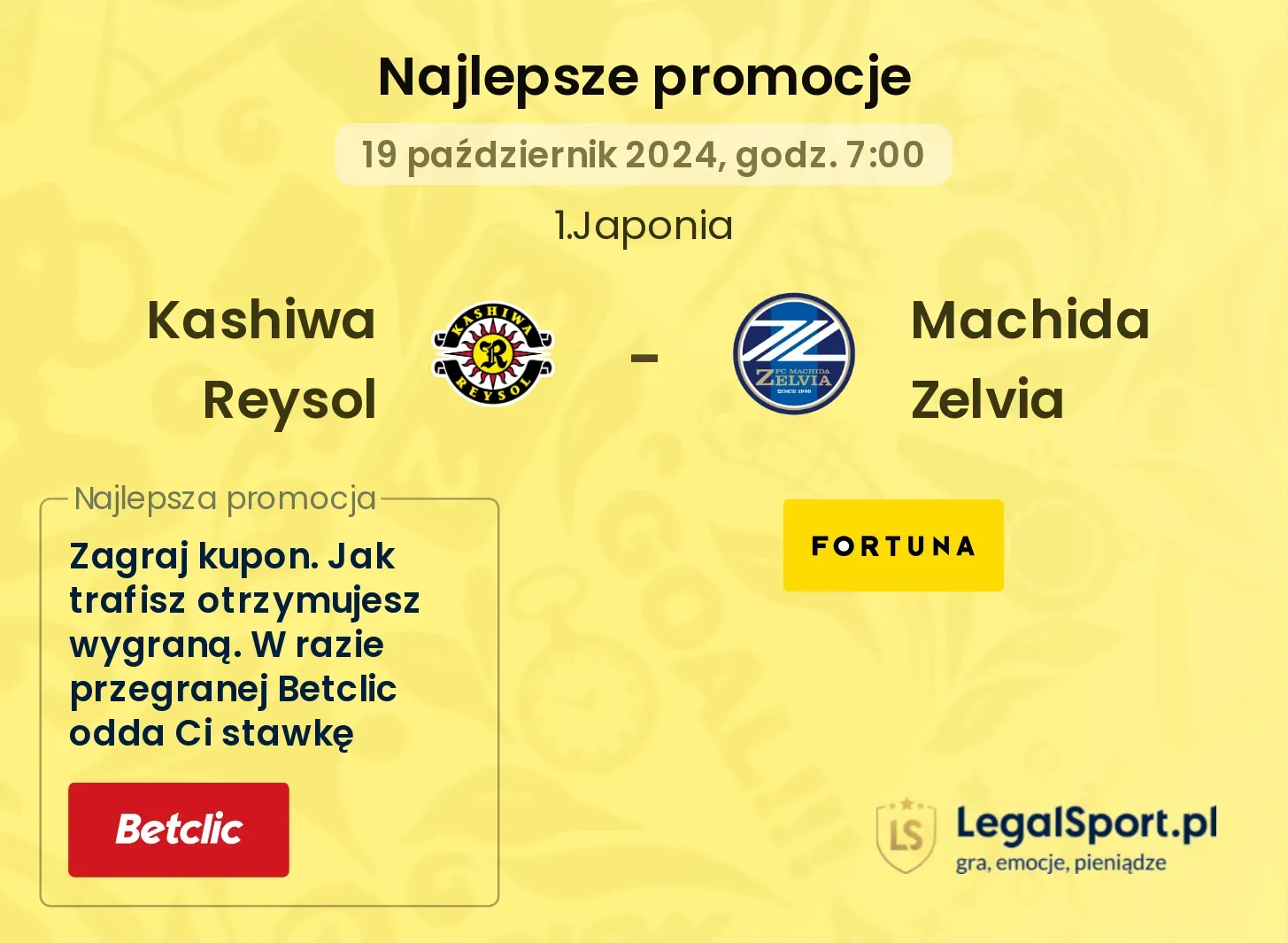 Kashiwa Reysol - Machida Zelvia promocje bonusy na mecz