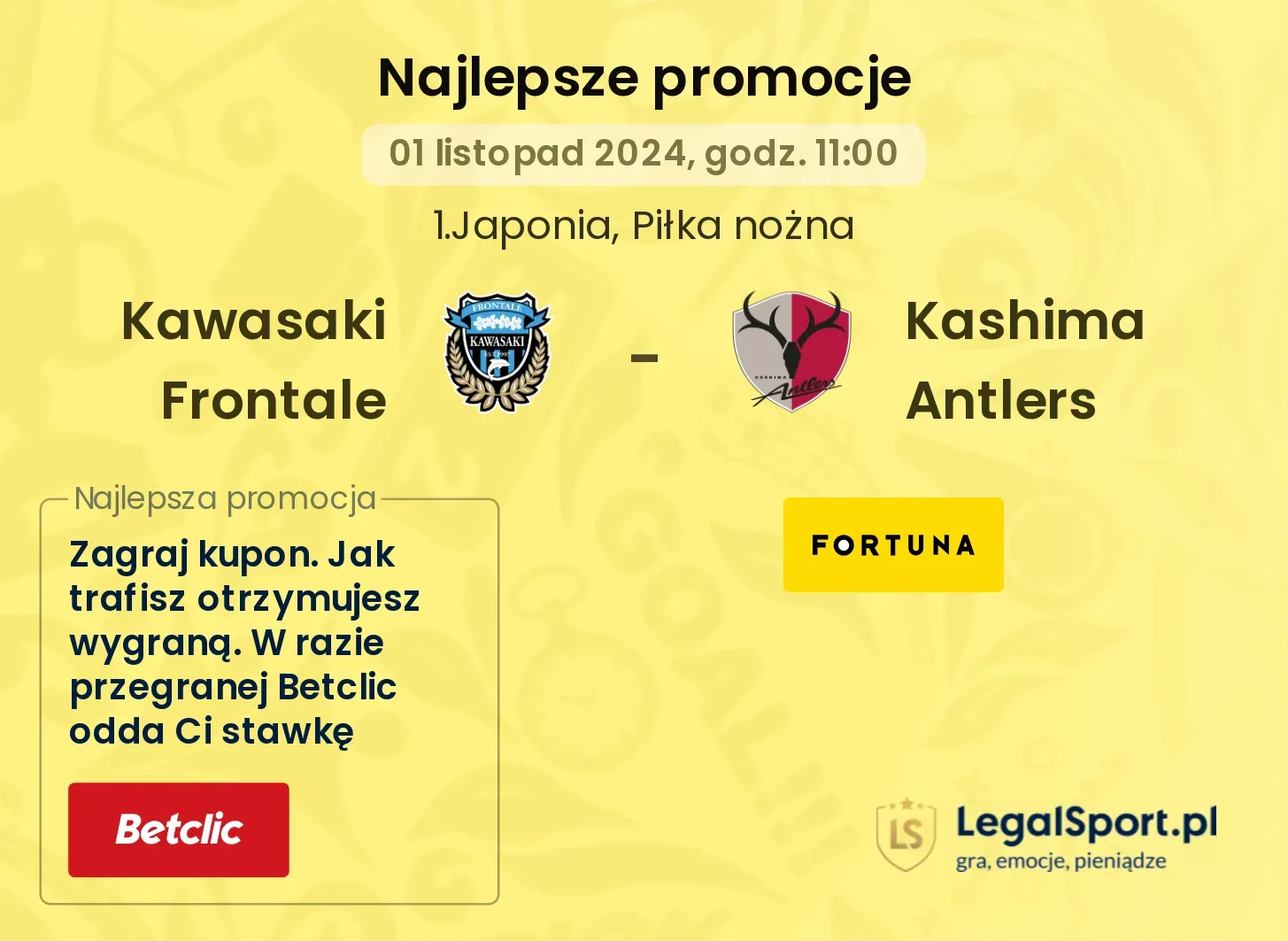 Kawasaki Frontale - Kashima Antlers promocje bonusy na mecz