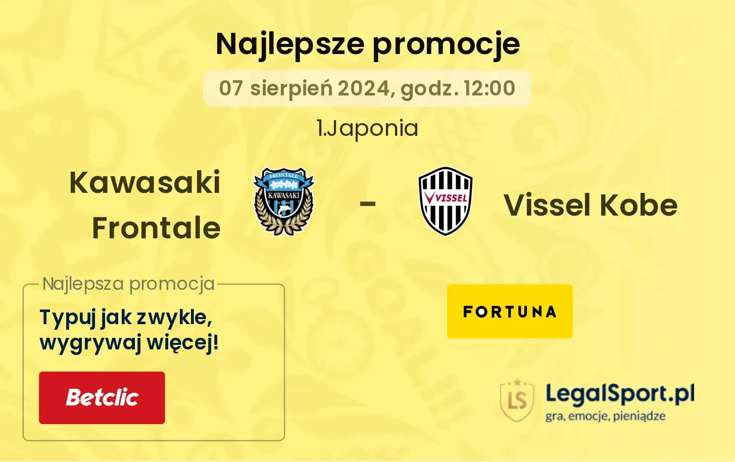 Kawasaki Frontale - Vissel Kobe promocje bonusy na mecz