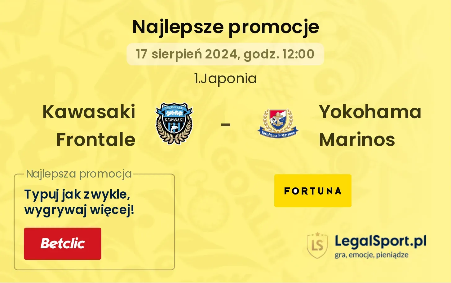 Kawasaki Frontale - Yokohama Marinos promocje bonusy na mecz