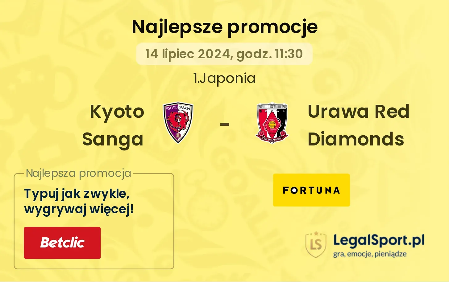 Kyoto Sanga - Urawa Red Diamonds promocje bonusy na mecz