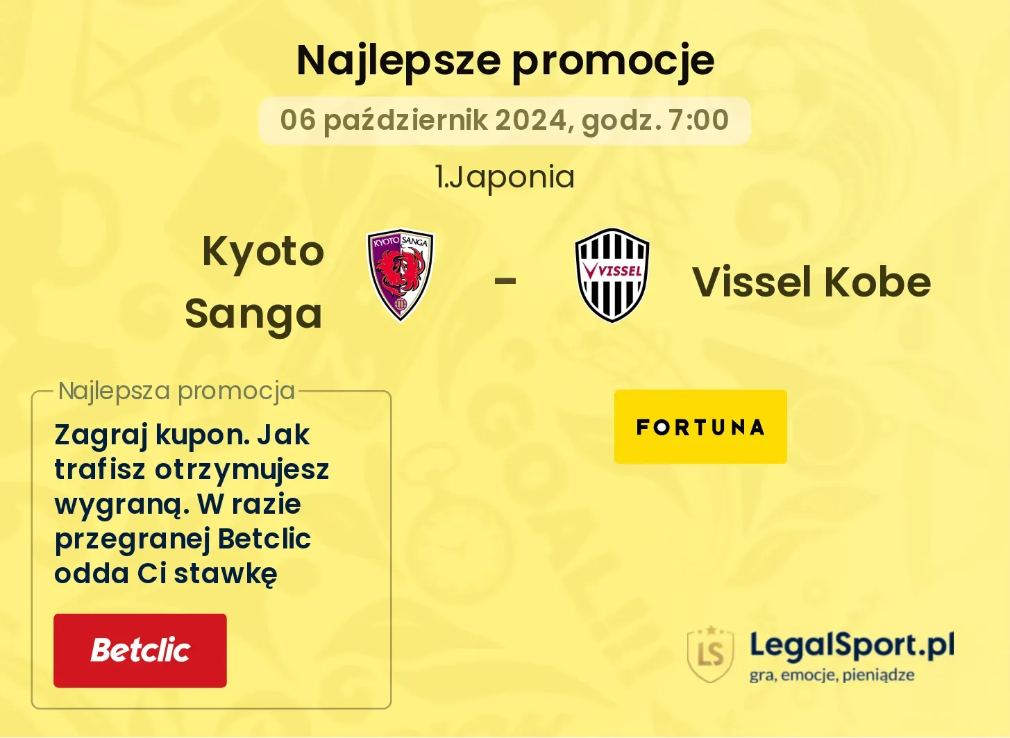 Kyoto Sanga - Vissel Kobe promocje bonusy na mecz