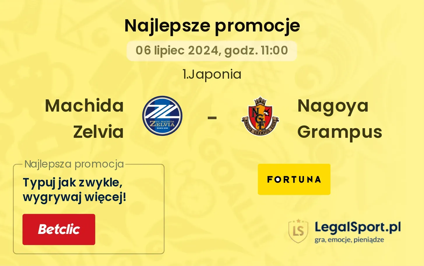 Machida Zelvia - Nagoya Grampus promocje bonusy na mecz