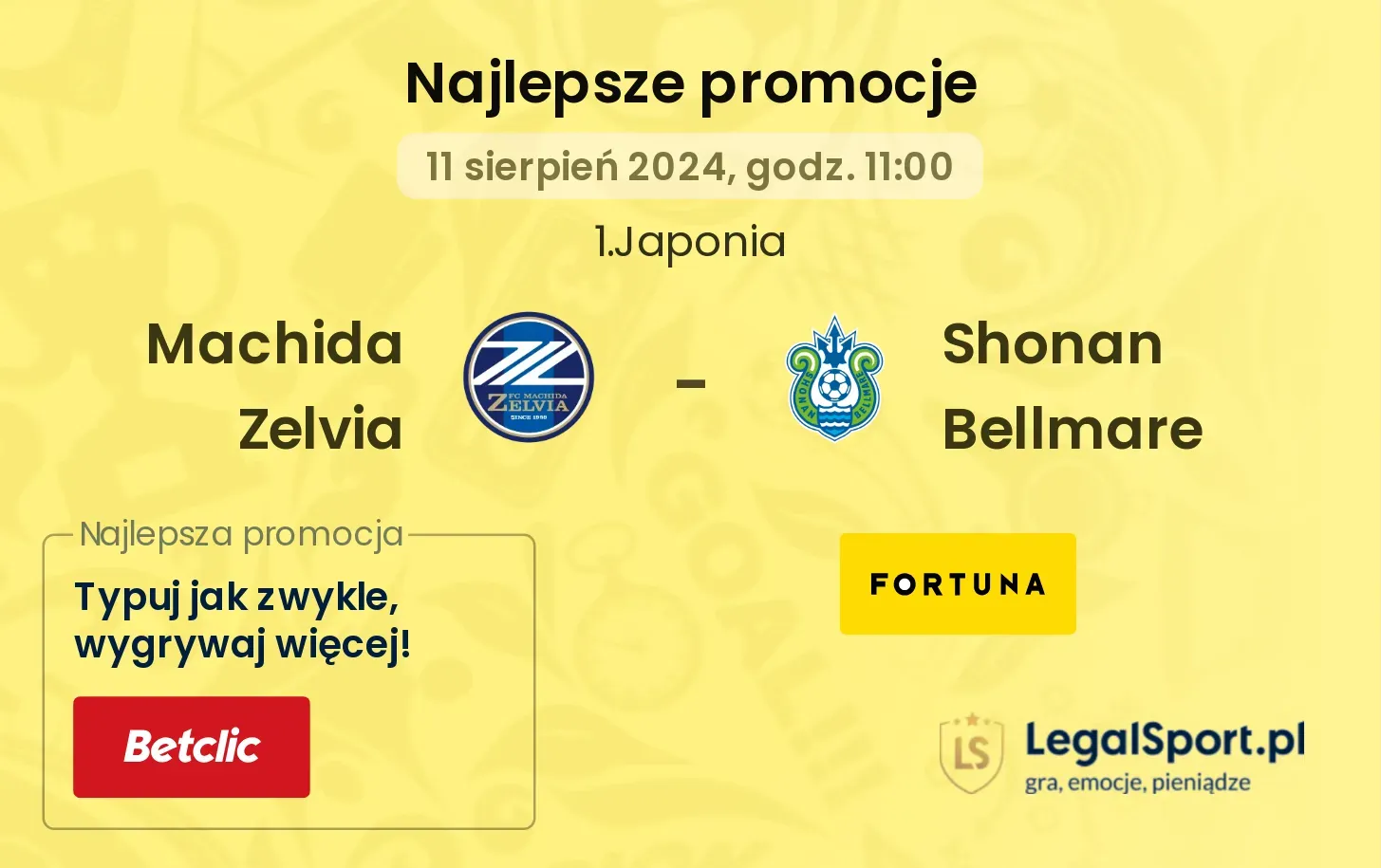 Machida Zelvia - Shonan Bellmare promocje bonusy na mecz