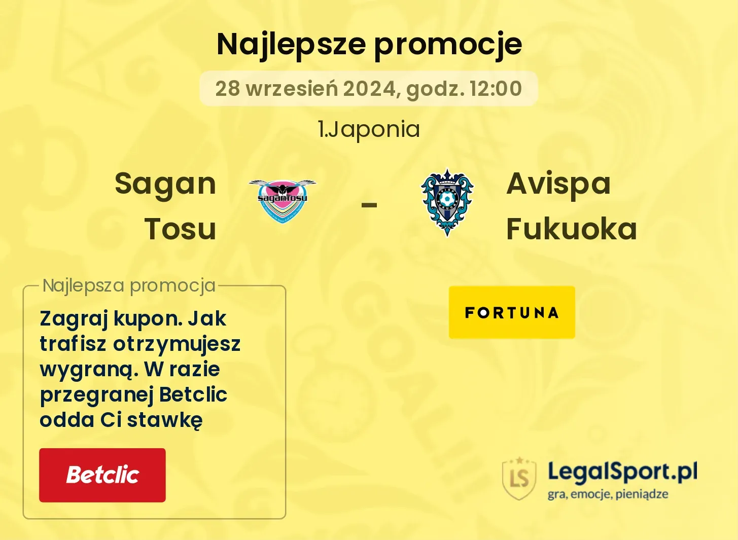 Sagan Tosu - Avispa Fukuoka promocje bonusy na mecz