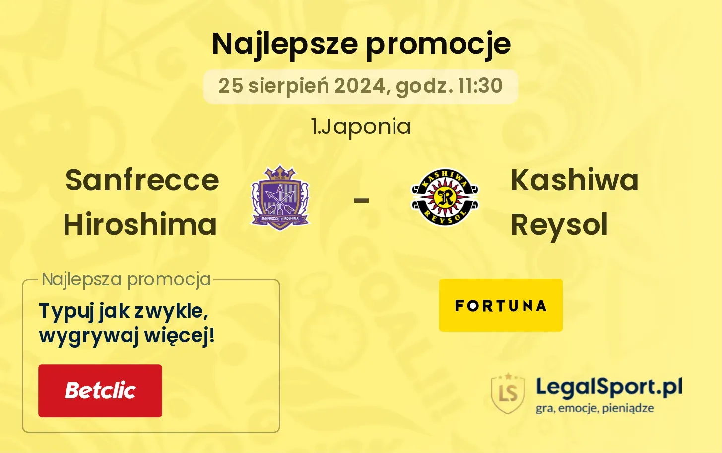 Sanfrecce Hiroshima - Kashiwa Reysol promocje bonusy na mecz