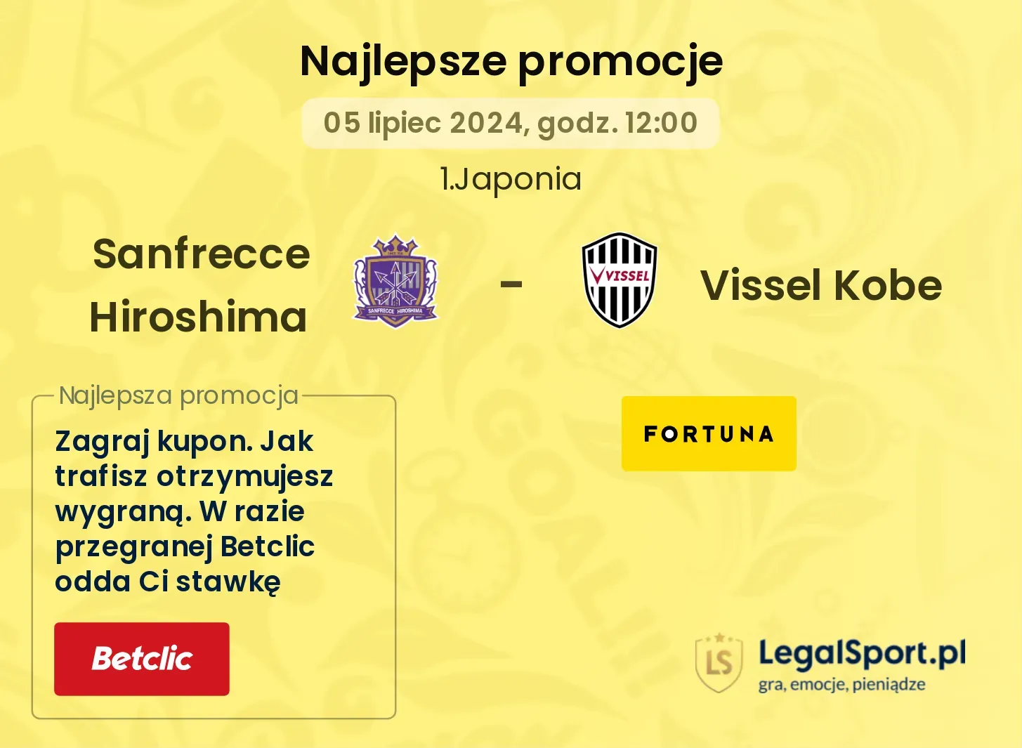 Sanfrecce Hiroshima - Vissel Kobe promocje bonusy na mecz