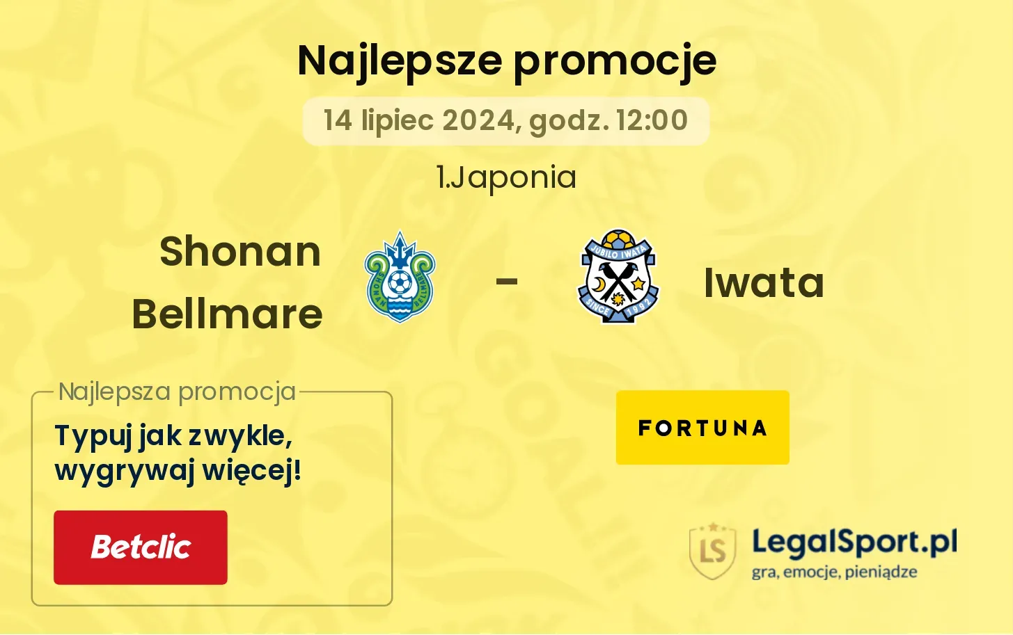 Shonan Bellmare - Iwata promocje bonusy na mecz