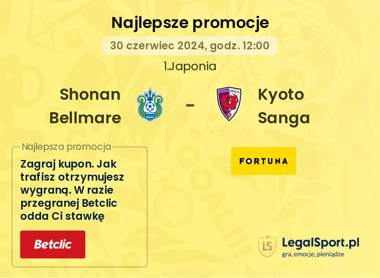 Shonan Bellmare - Kyoto Sanga promocje bonusy na mecz