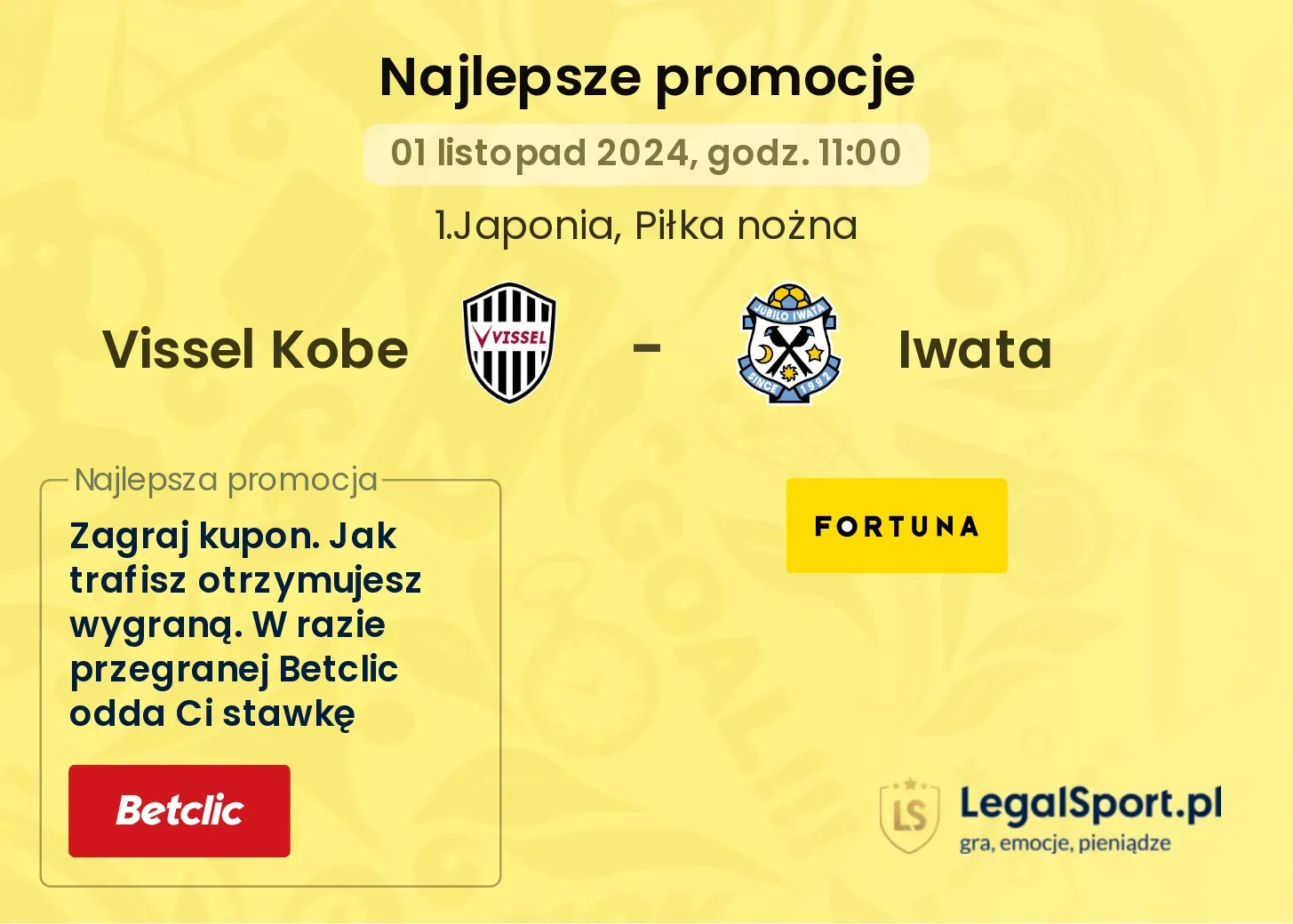 Vissel Kobe - Iwata promocje bonusy na mecz