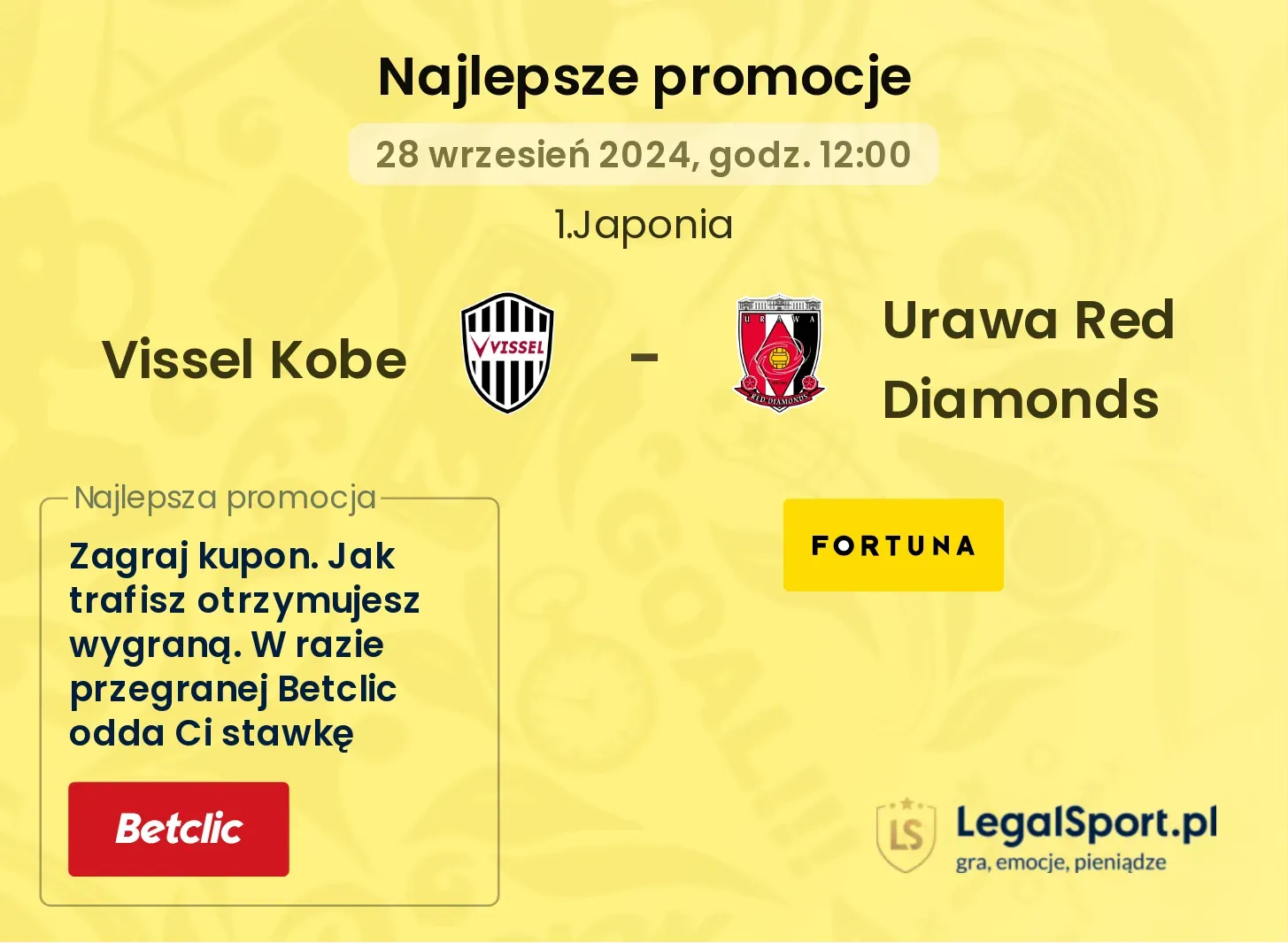 Vissel Kobe - Urawa Red Diamonds promocje bonusy na mecz