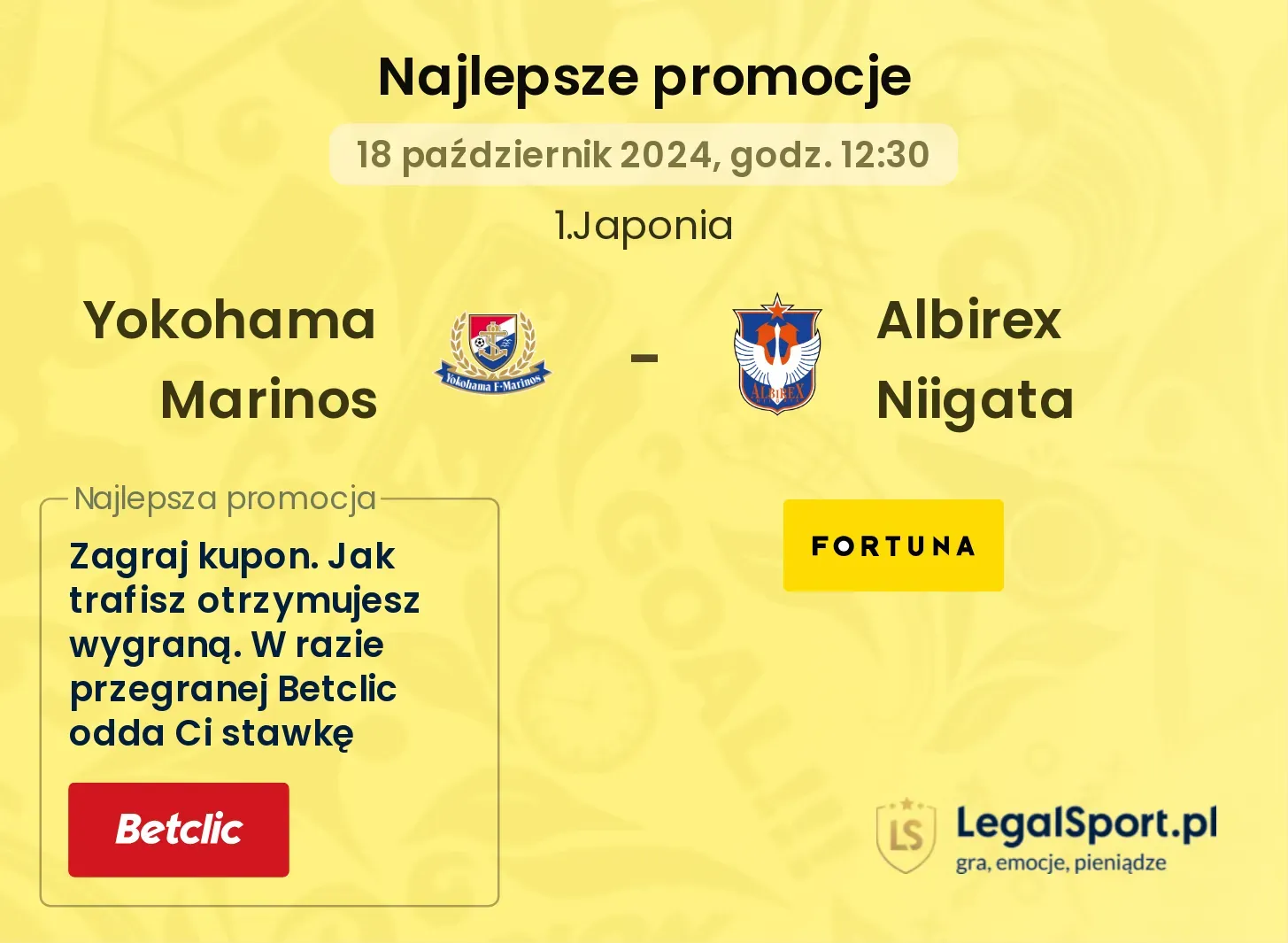 Yokohama Marinos - Albirex Niigata promocje bonusy na mecz