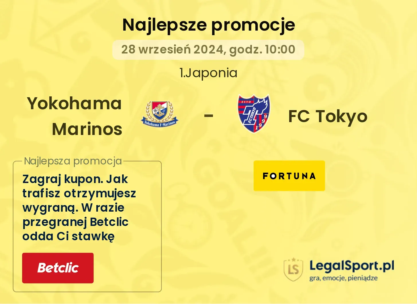 Yokohama Marinos - FC Tokyo promocje bonusy na mecz