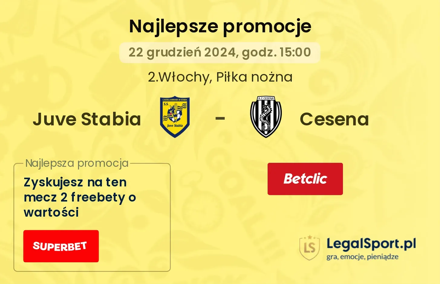 Juve Stabia - Cesena promocje bonusy na mecz