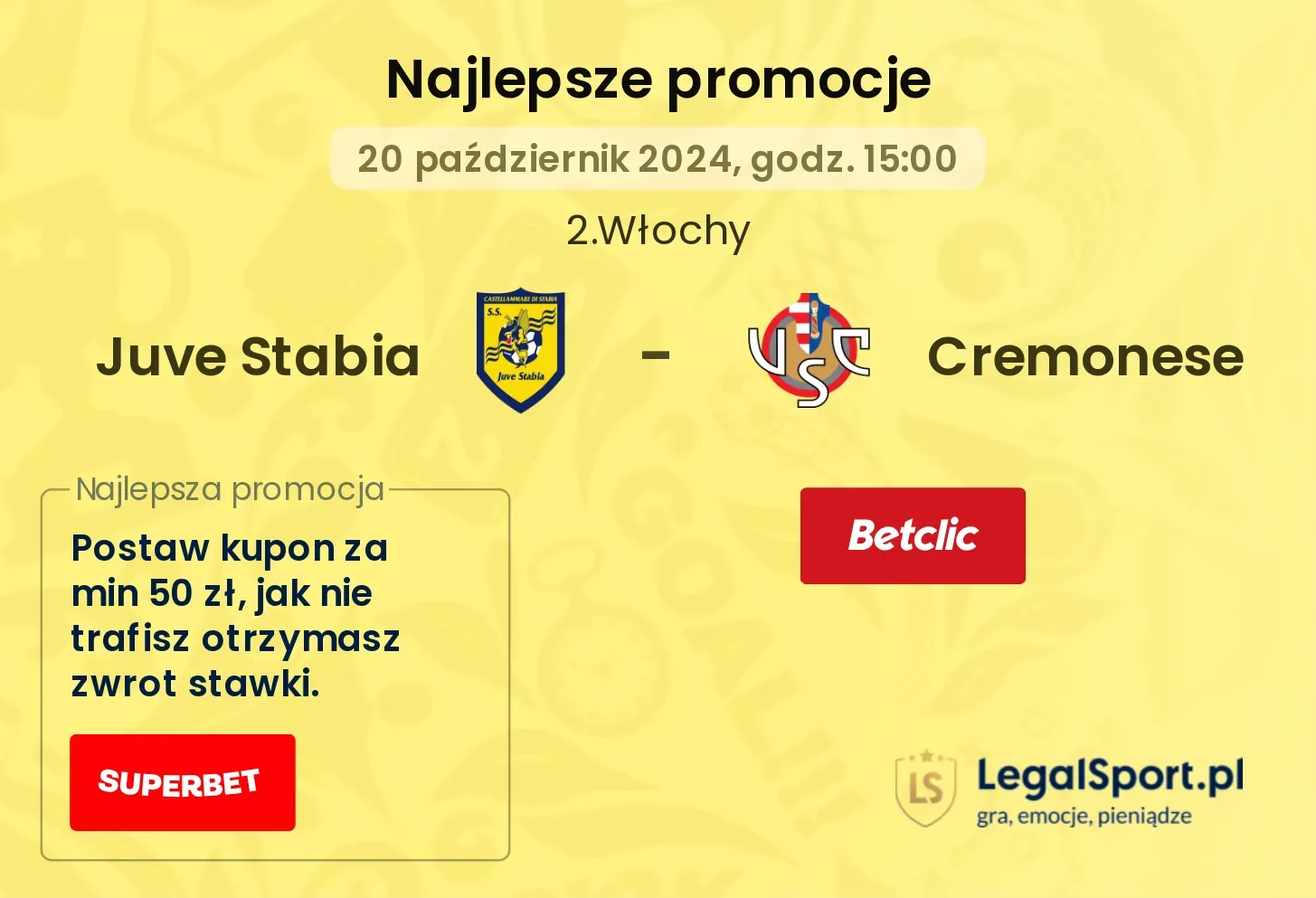 Juve Stabia - Cremonese promocje bonusy na mecz