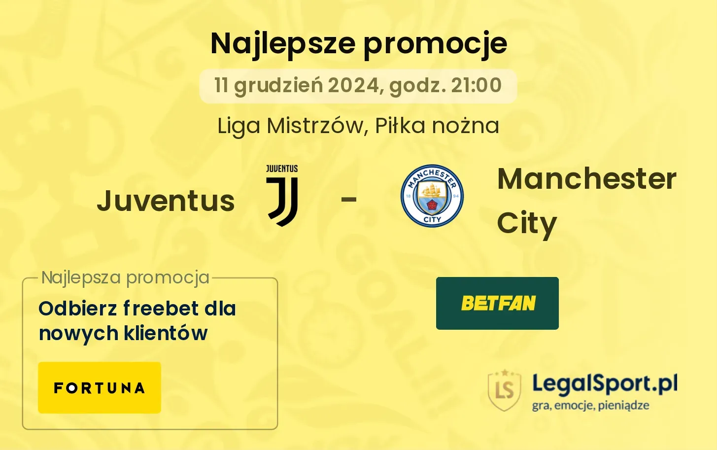 Juventus - Manchester City promocje bonusy na mecz