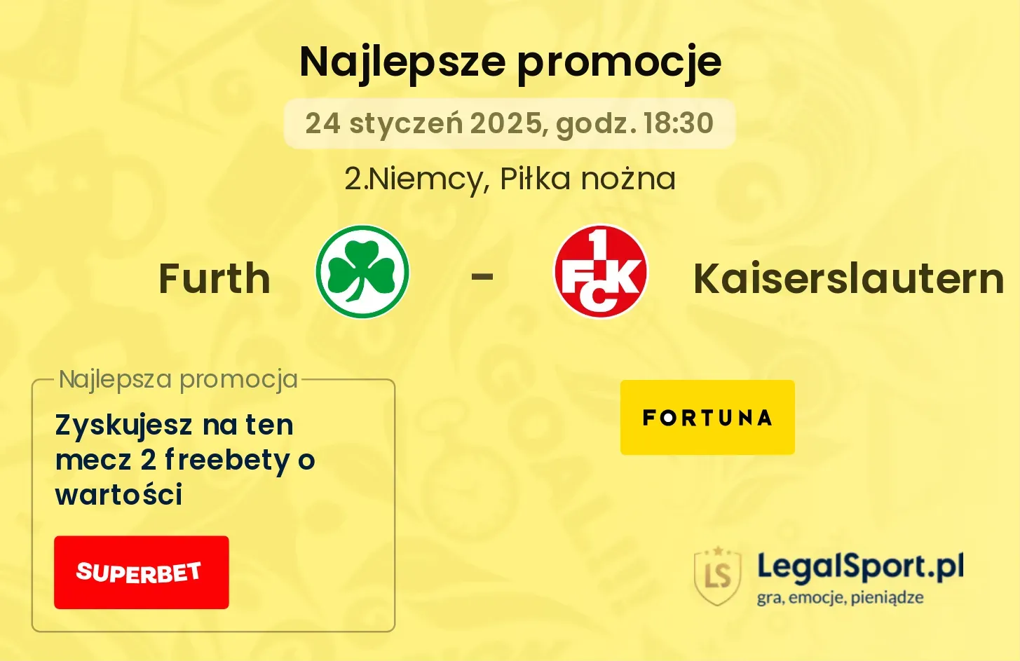 Kaiserslautern - Furth promocje bonusy na mecz