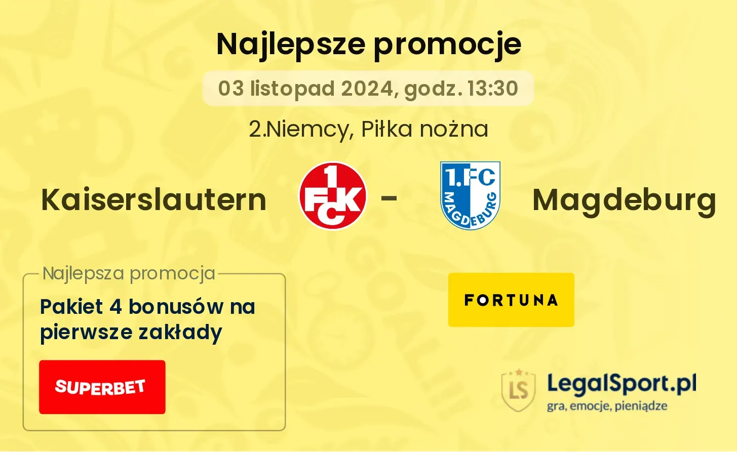 Kaiserslautern - Magdeburg promocje bonusy na mecz