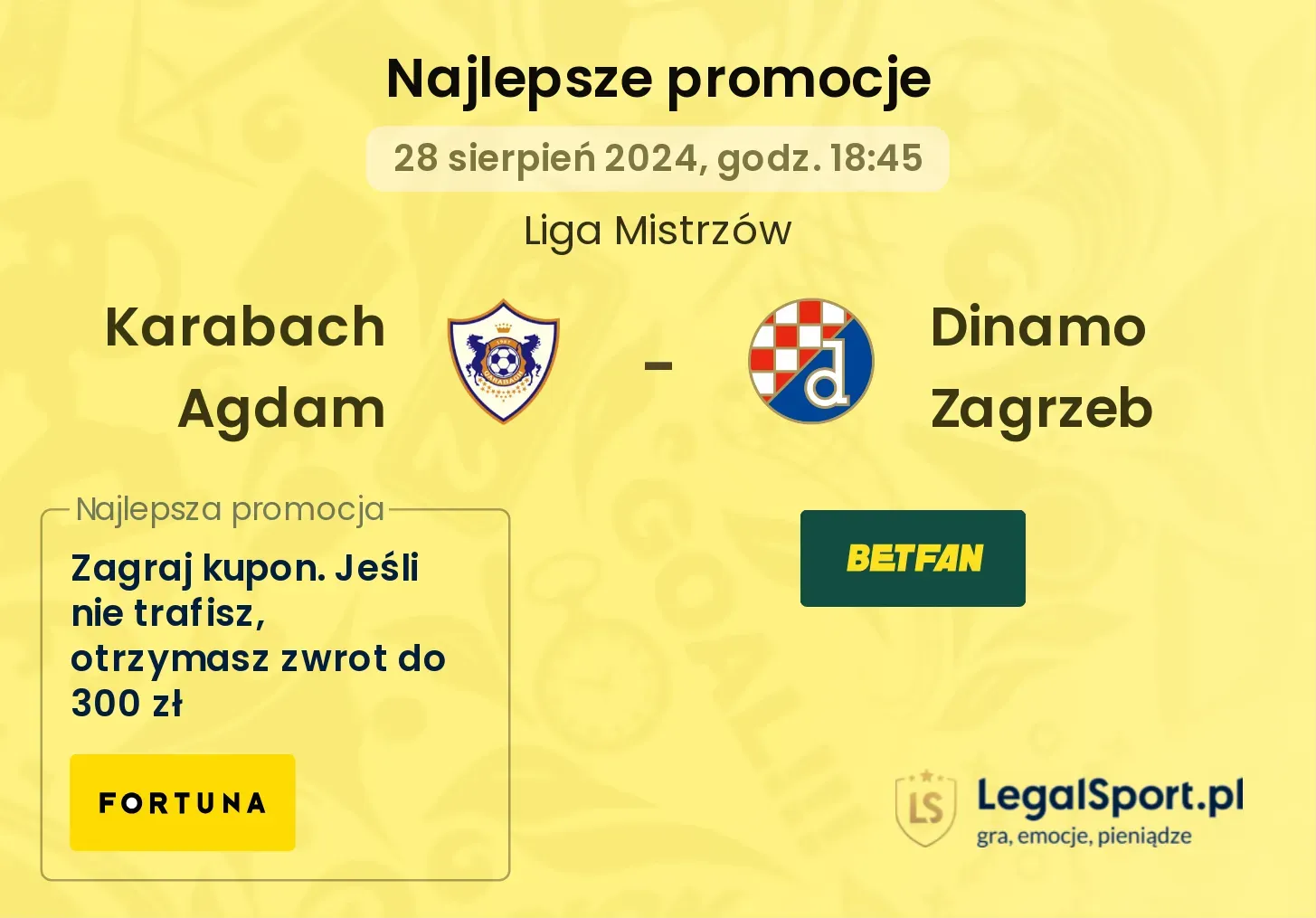 Karabach Agdam - Dinamo Zagrzeb promocje bonusy na mecz